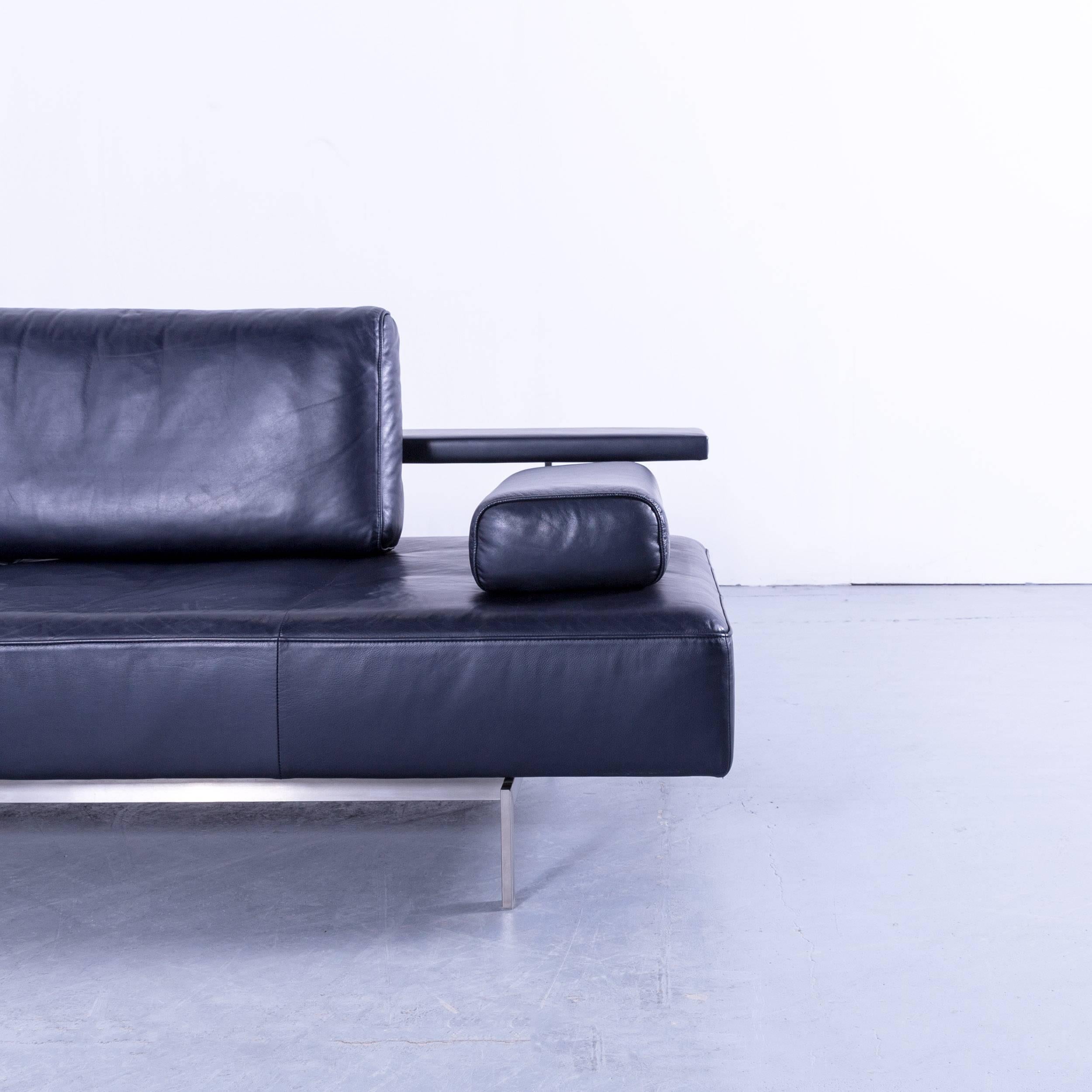 Rolf Benz Dono Designer Corner Sofa Leather Navy Blue Dark Blue Sleeping Couch 1
