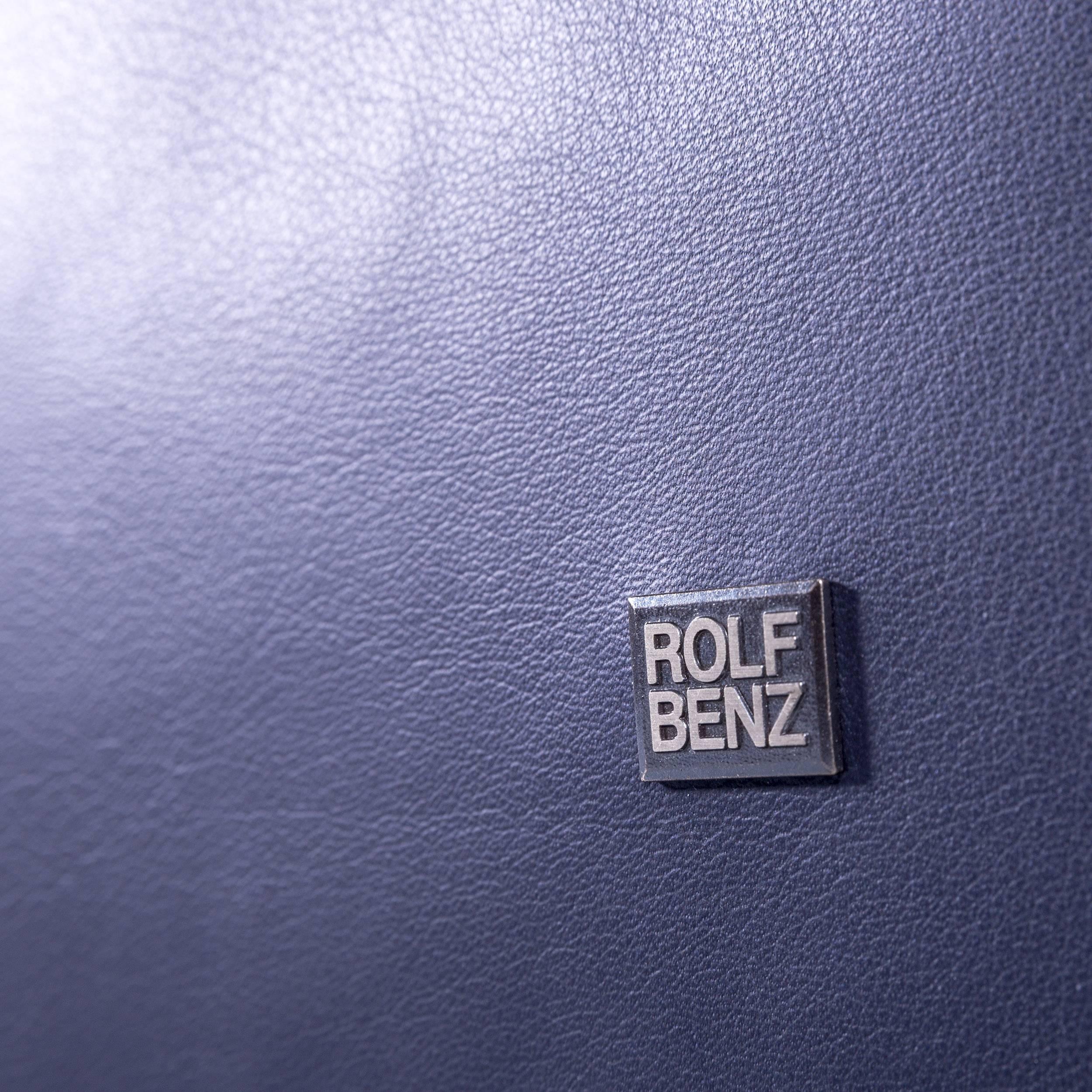 Rolf Benz Dono Designer Corner Sofa Leather Navy Blue Dark Blue Sleeping Couch 5