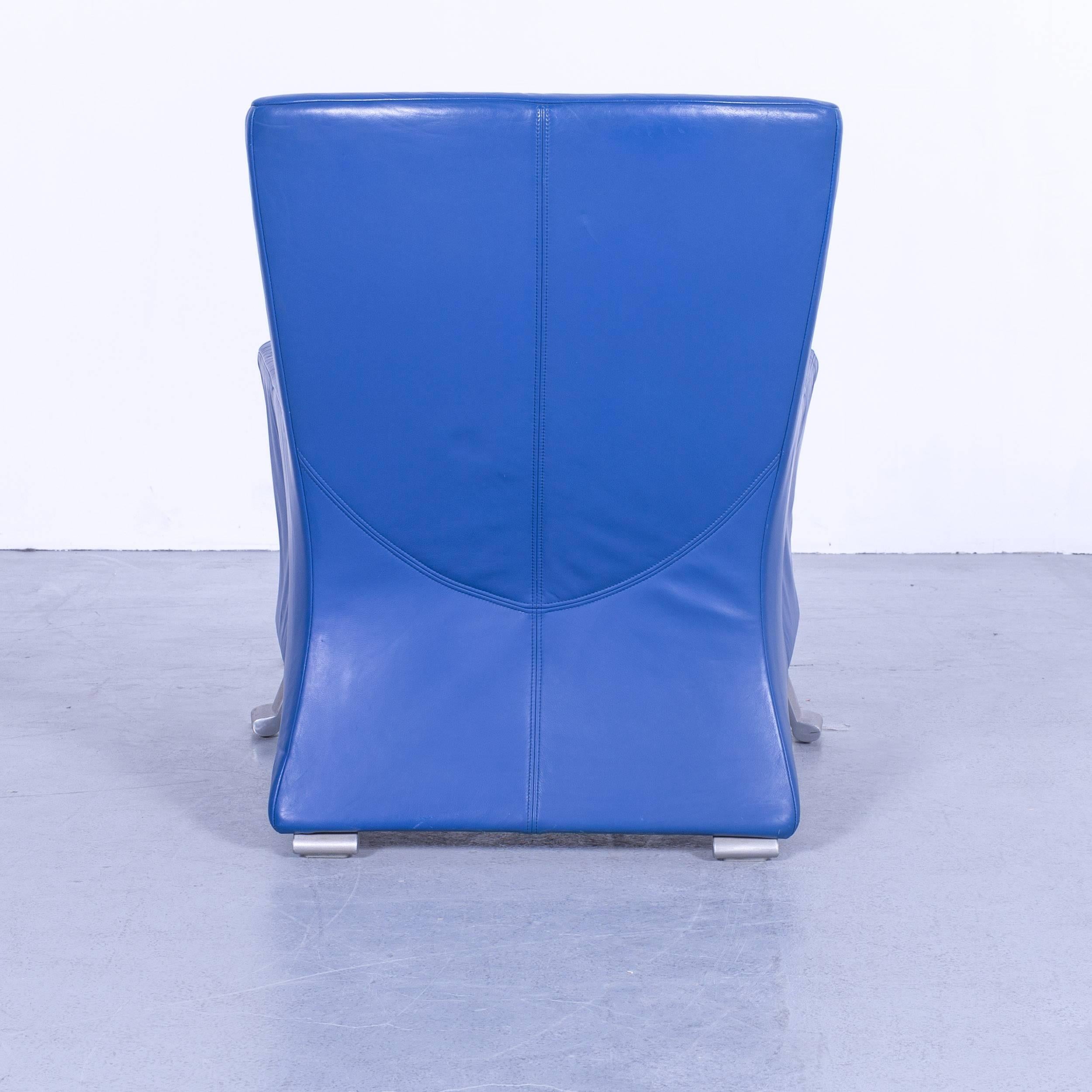 Rolf Benz HSE 322 Designer Armchair Leather Blue One Seat Couch 3