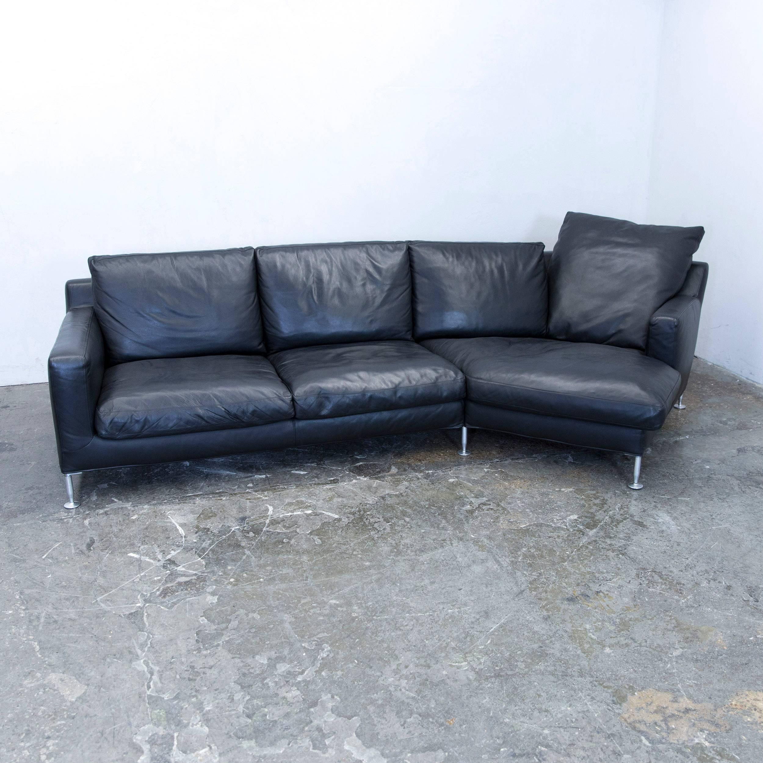 German B&B Italia Harry Designer Corner Sofa Leather Black Couch Modern