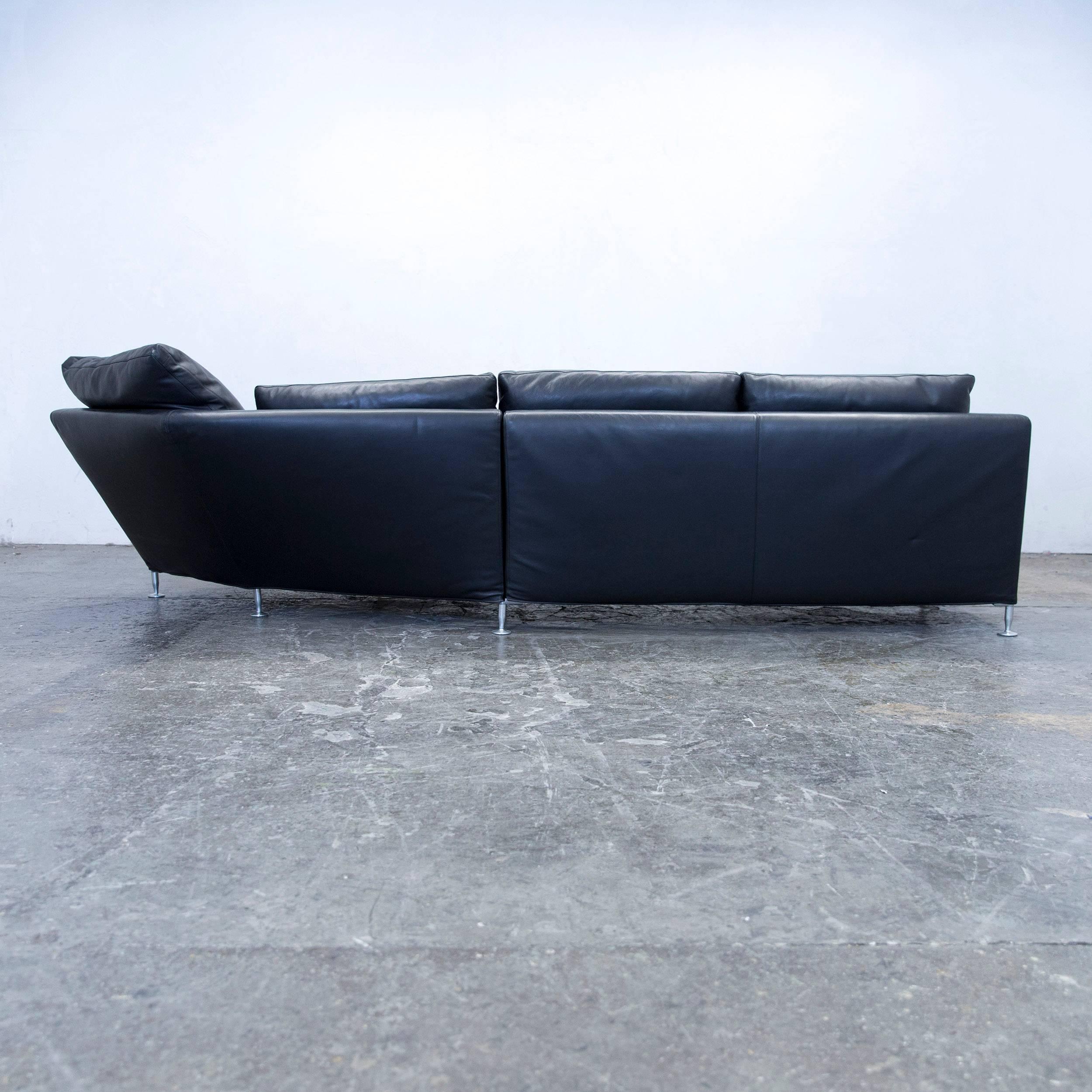 B&B Italia Harry Designer Corner Sofa Leather Black Couch Modern 4