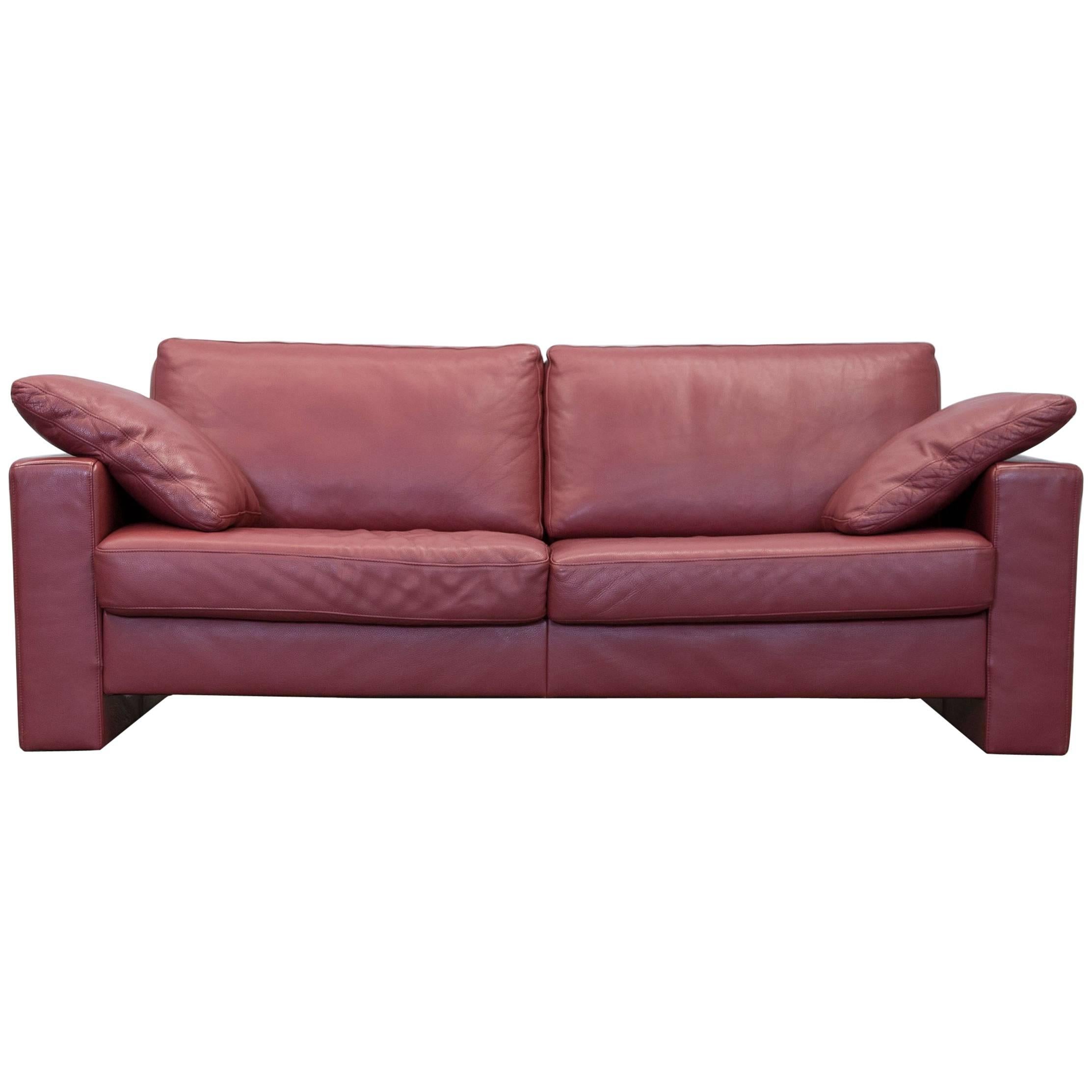 Ewald Schillig Designer Two-Seat Couch Leather Red Couch Modern