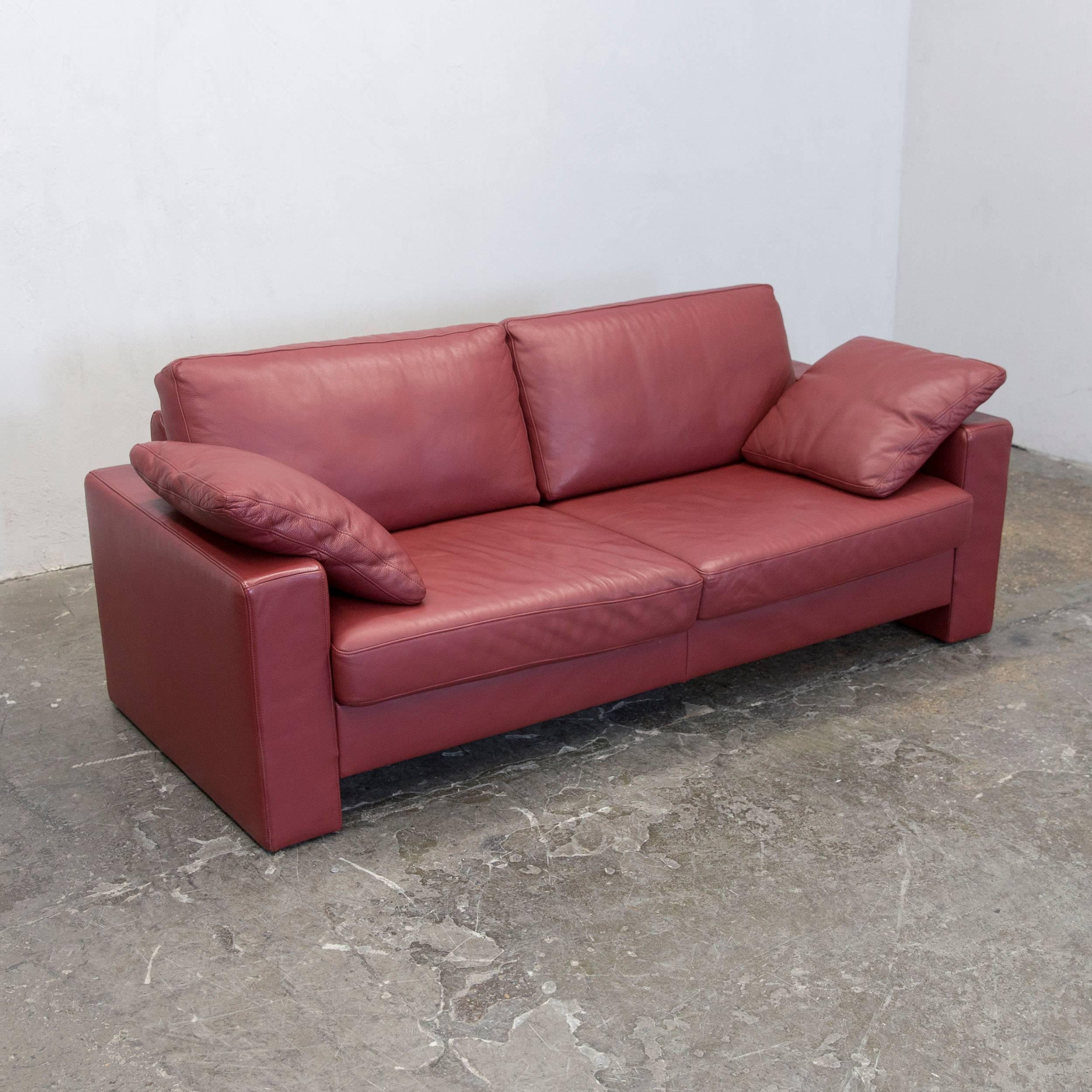Ewald Schillig Designer Two-Seat Couch Leather Red Couch Modern In Good Condition In Cologne, DE