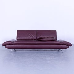 Koinor Rossini Designer Two-Seat Sofa Bordeaux Red Wine Leather Function Modern