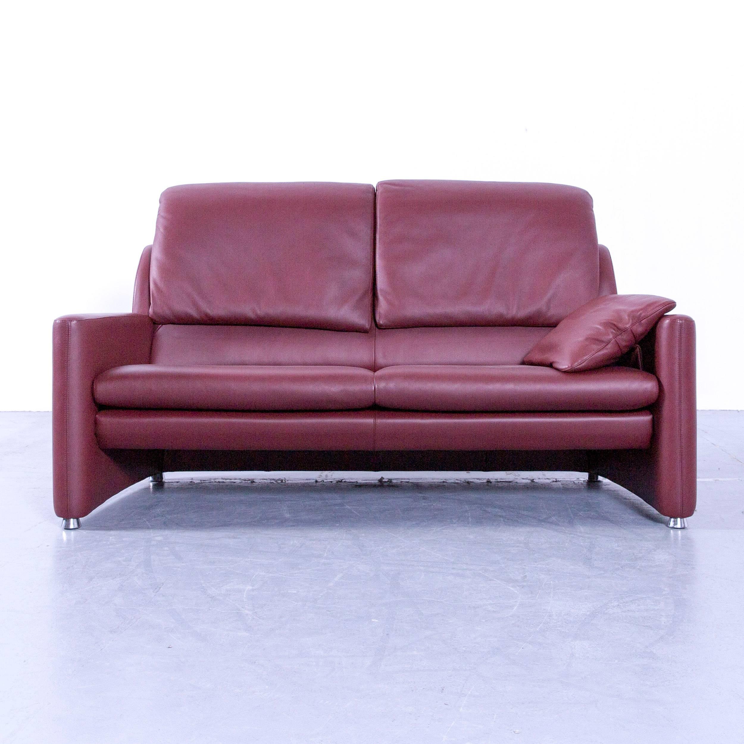 Dutch Leolux Fidamigo Designer Leather Sofa Red Two-Seat Function Couch