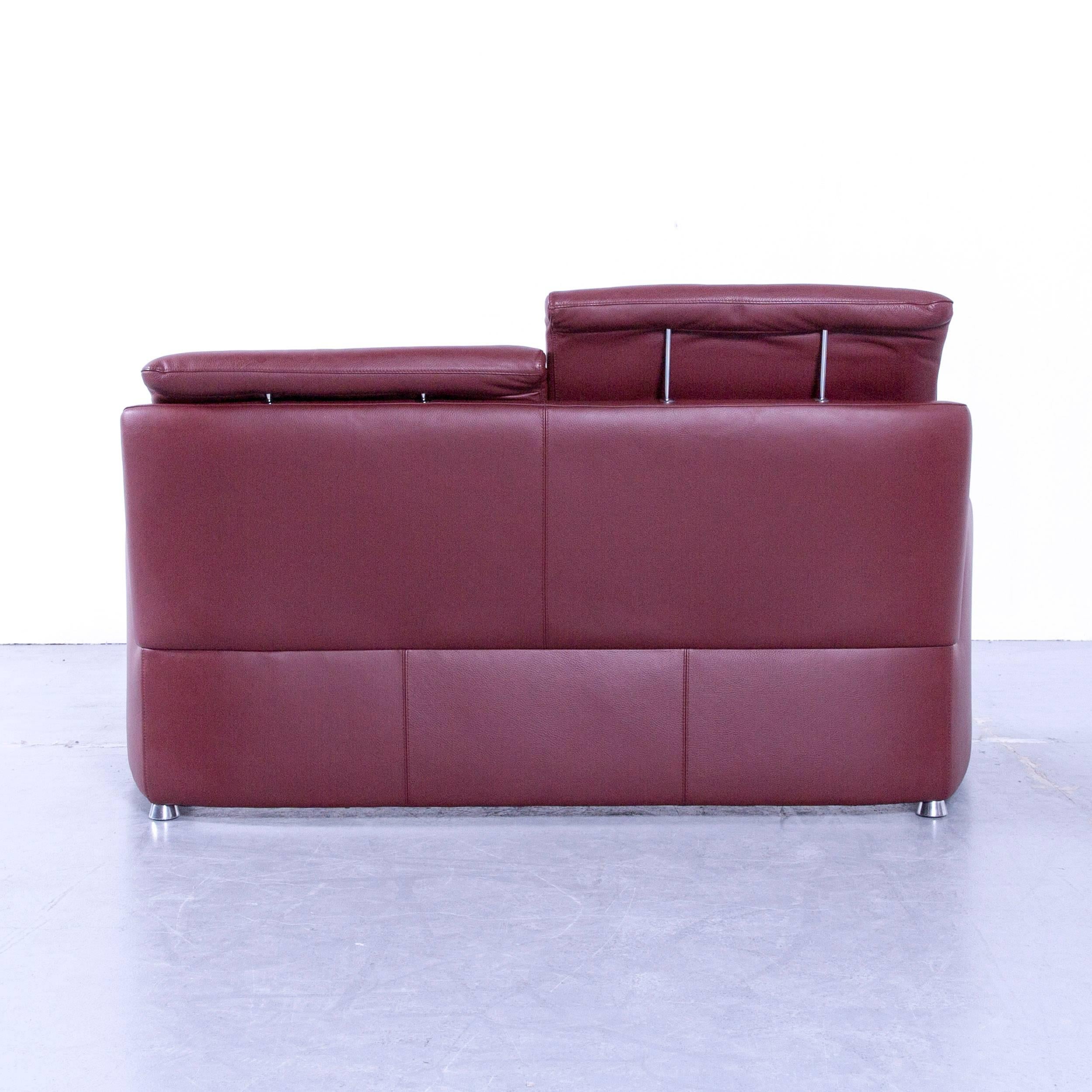 Leolux Fidamigo Designer Leather Sofa Red Two-Seat Function Couch 4