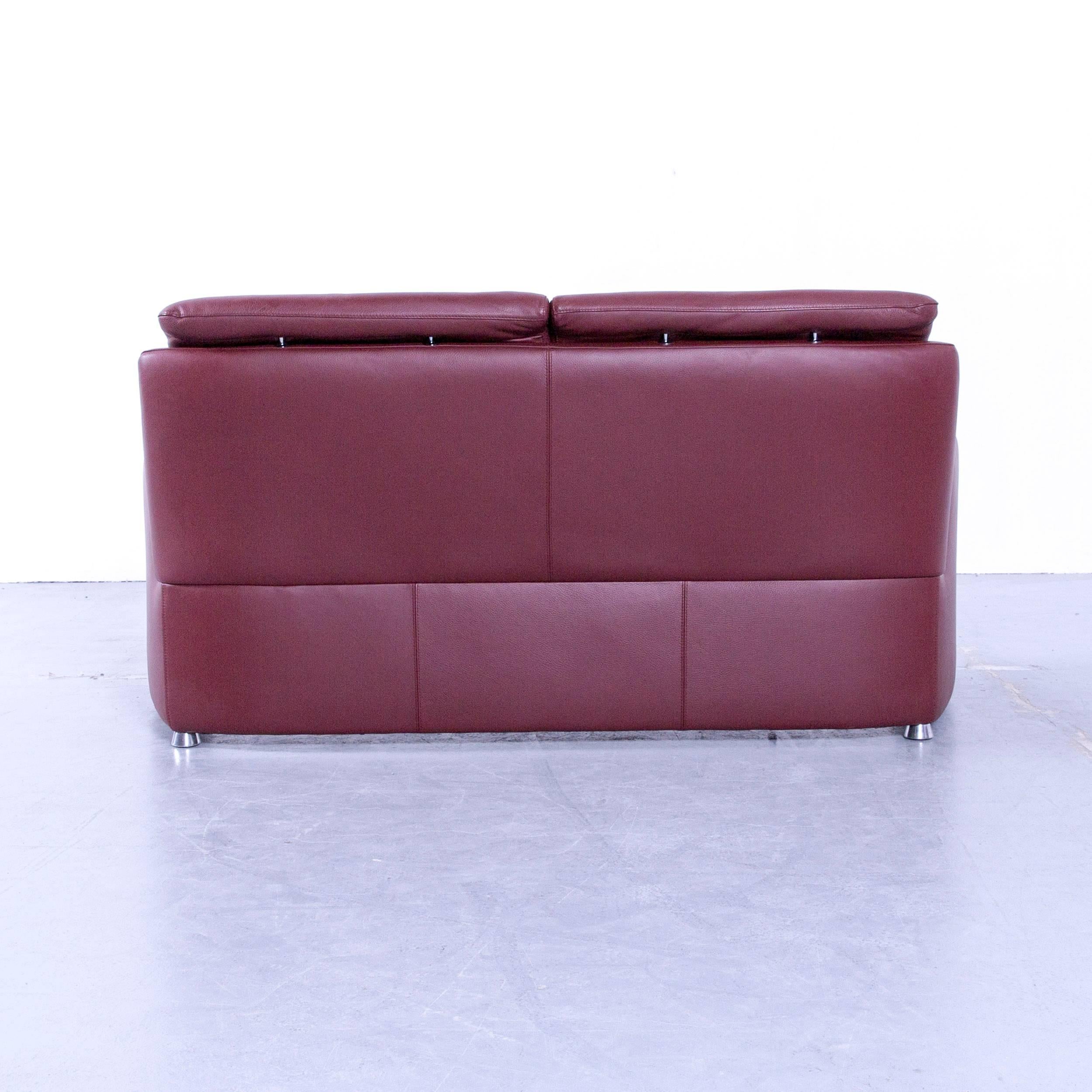 Leolux Fidamigo Designer Leather Sofa Red Two-Seat Function Couch 5