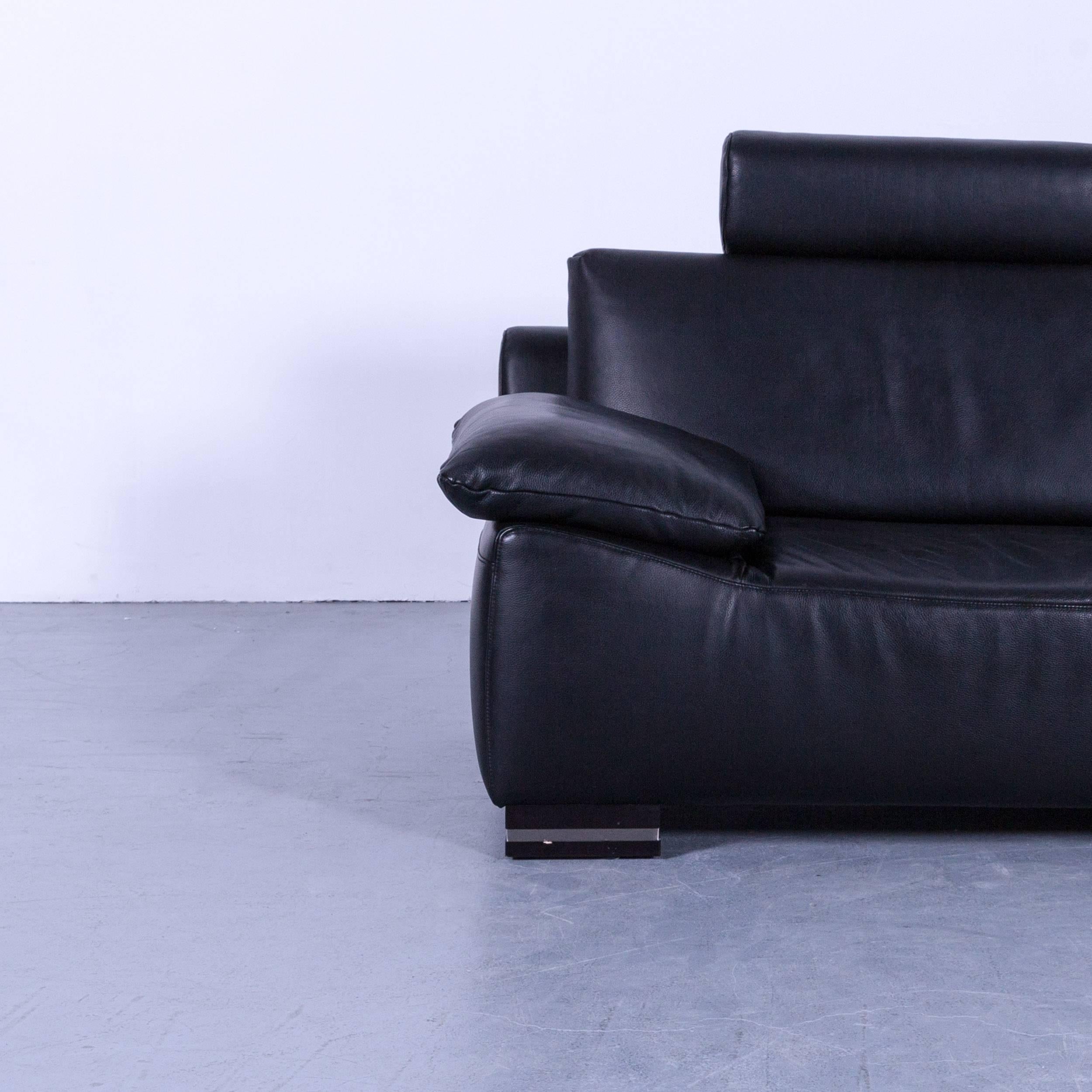 Contemporary Ewald Schillig Bentley Designer Corner Couch Leather Black Funktion Neck Rest