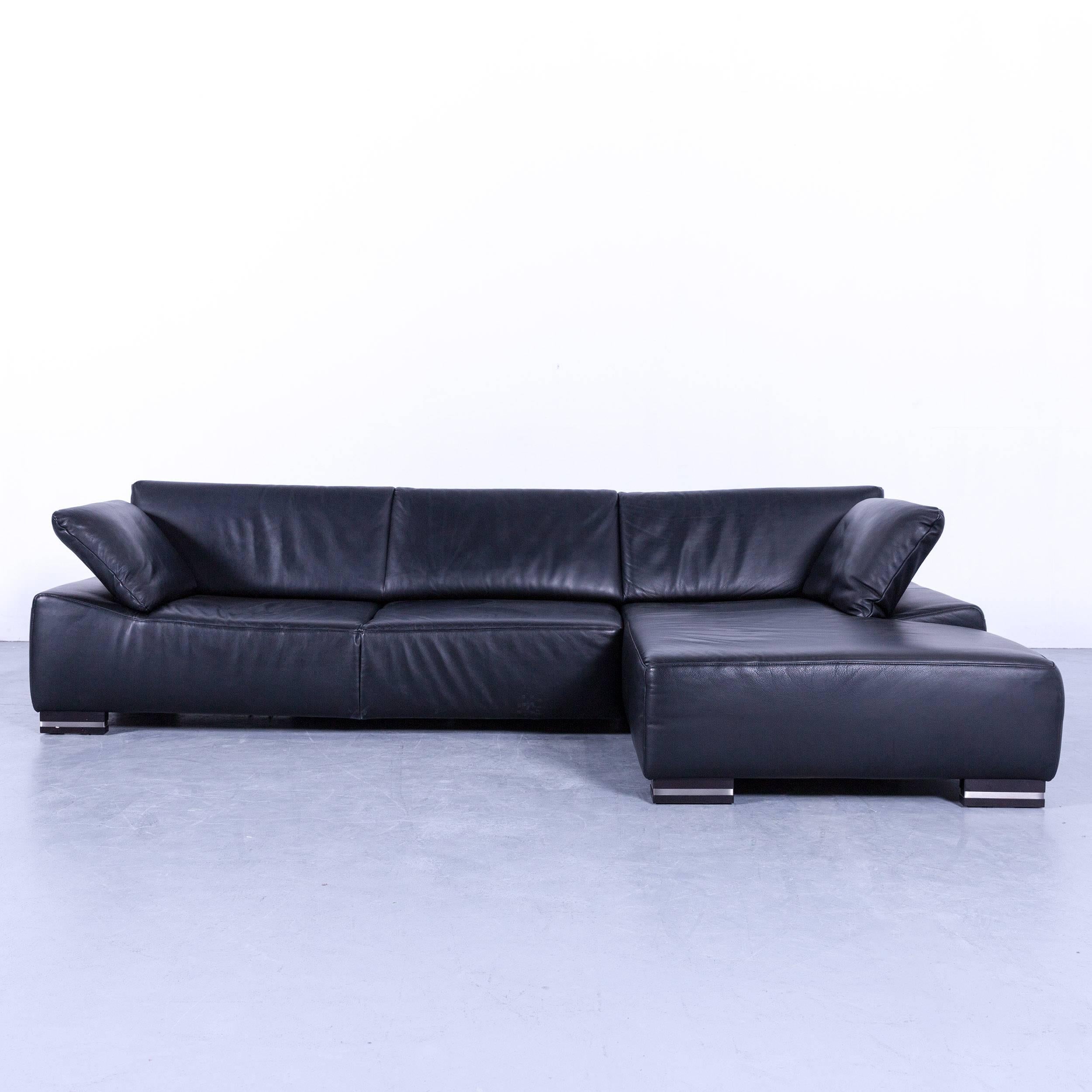 German Ewald Schillig Bentley Designer Corner Couch Leather Black Funktion Neck Rest