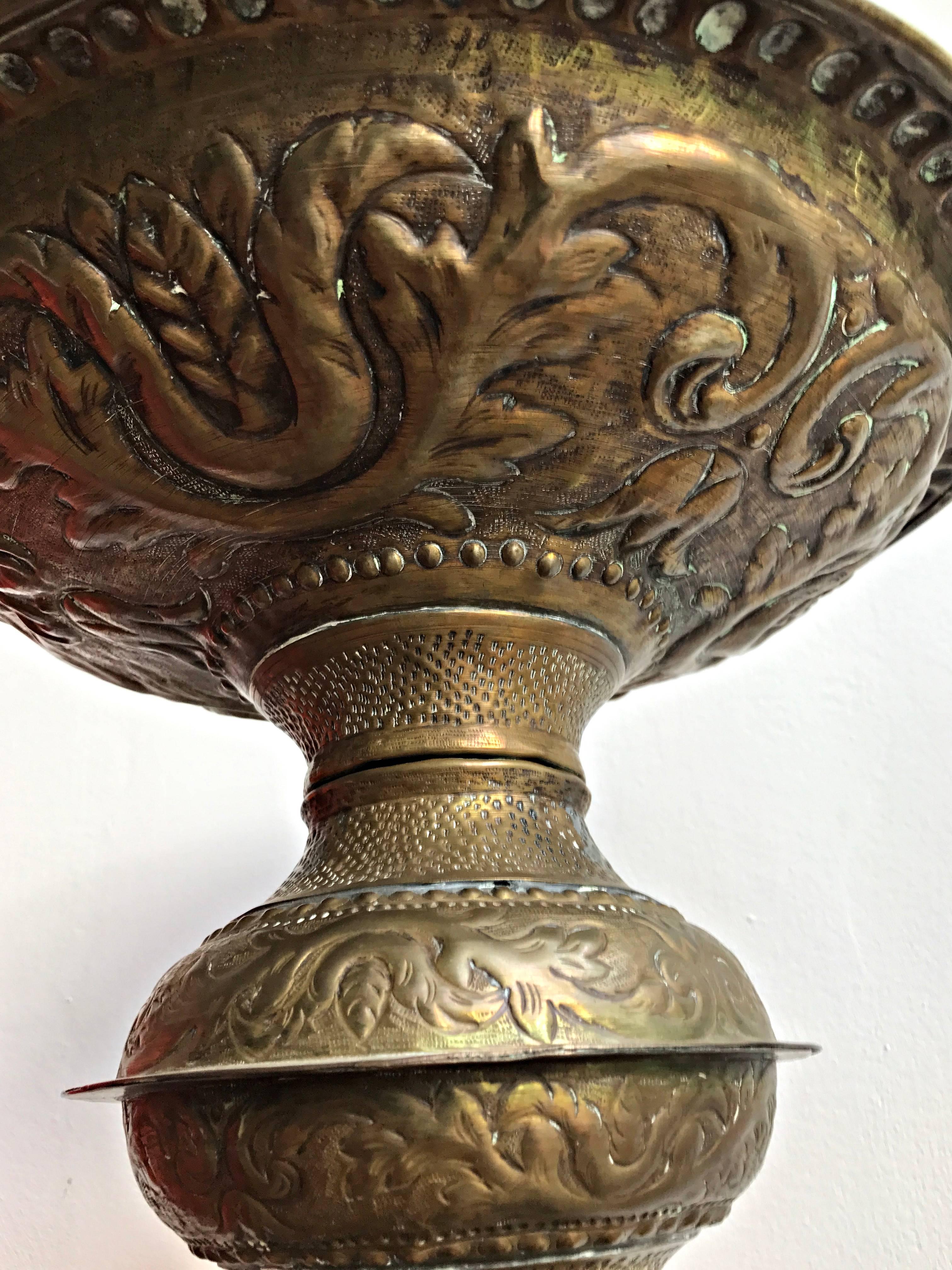 Brass Great 18th Century Candlestick with Angel Heads For Sale