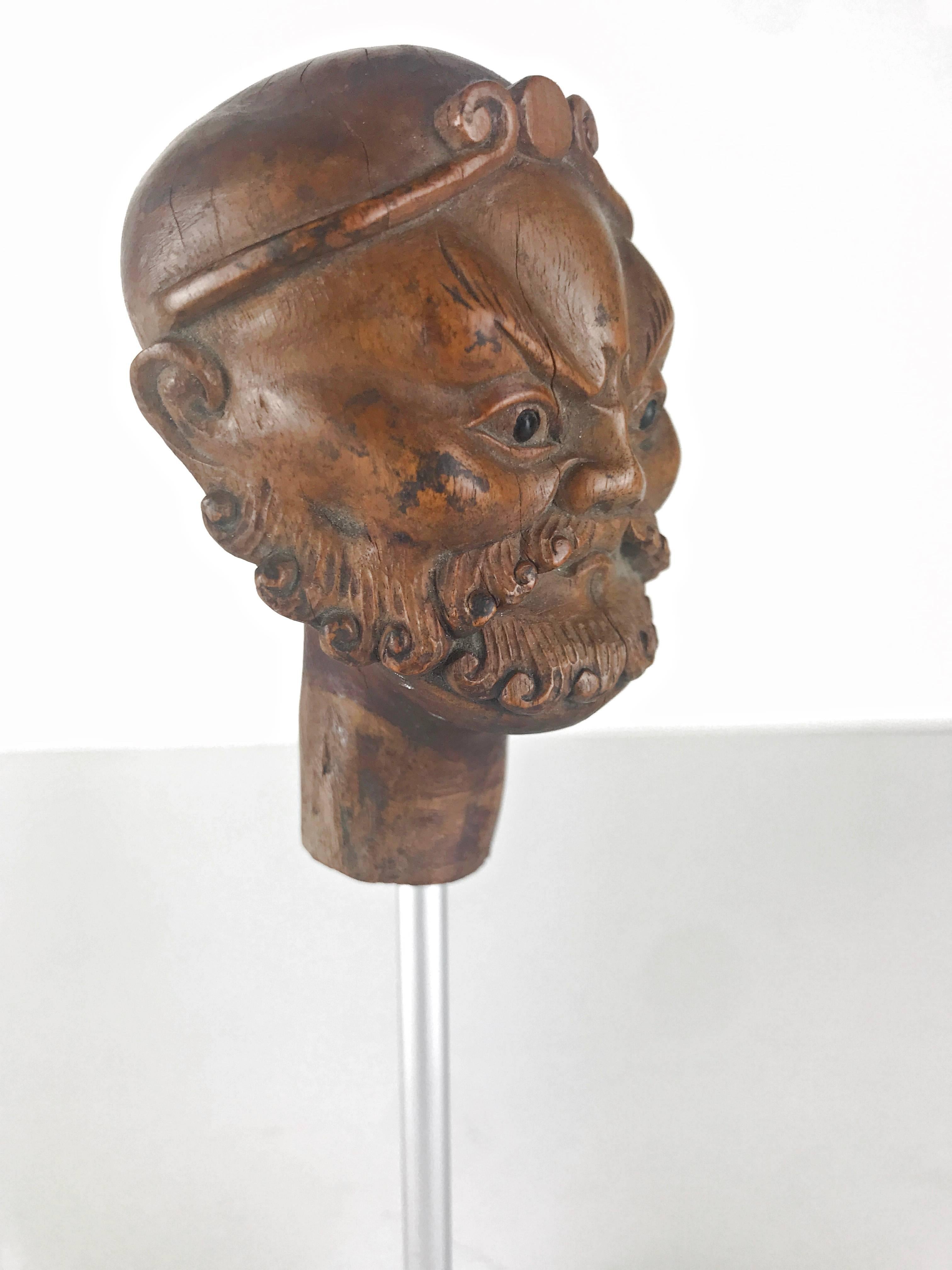 Folk Art Chinese Head from a Puppet in the Form of a Buddhist Arhatt 19th Century, No 1 For Sale