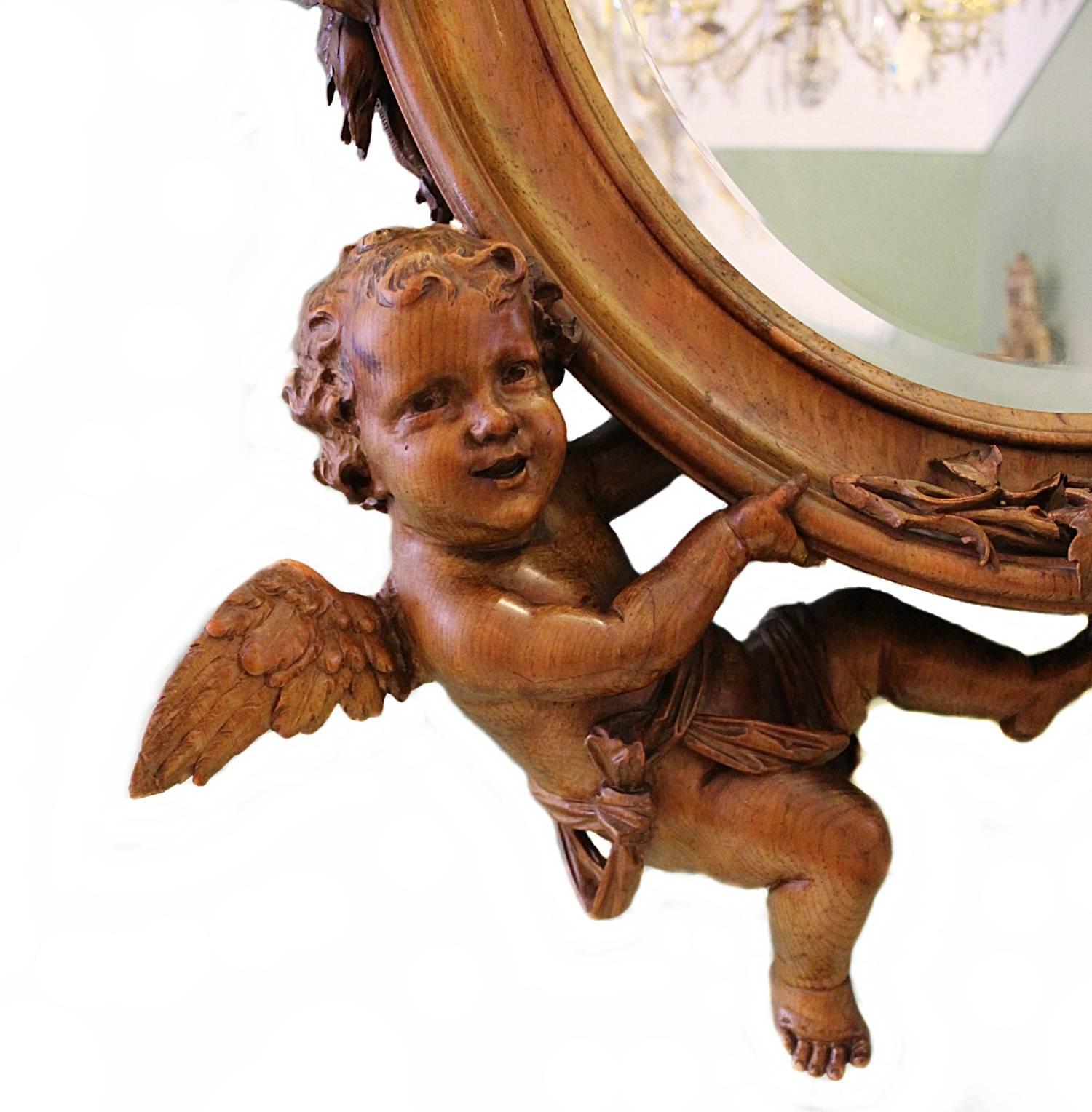 Late 19th Century Italian Ornamental Walnut Baroque Mirror In Good Condition For Sale In Stockholm, SE