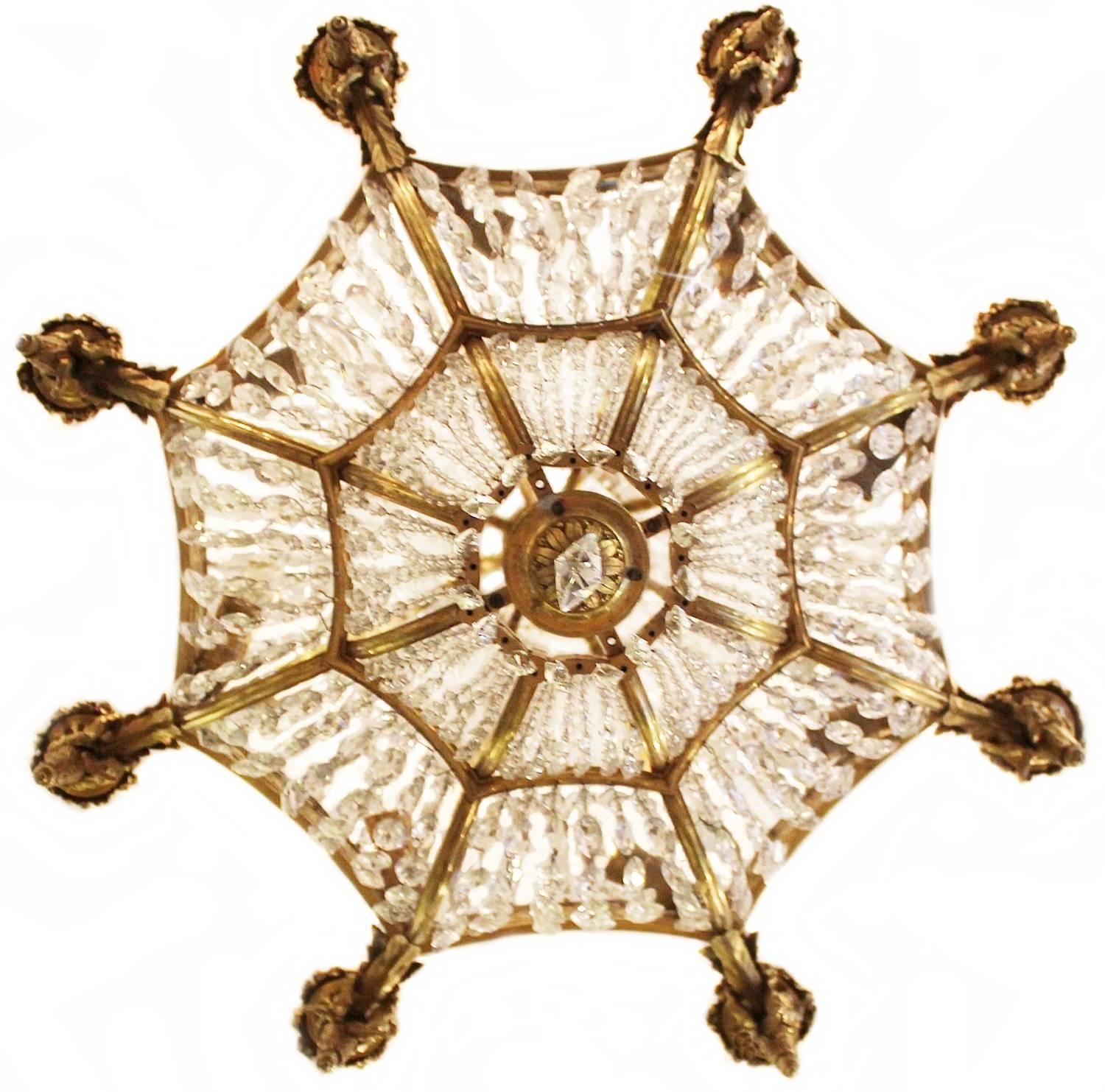 Mid-19th Century French Gilt Bronze and Crystal Chandelier For Sale 2