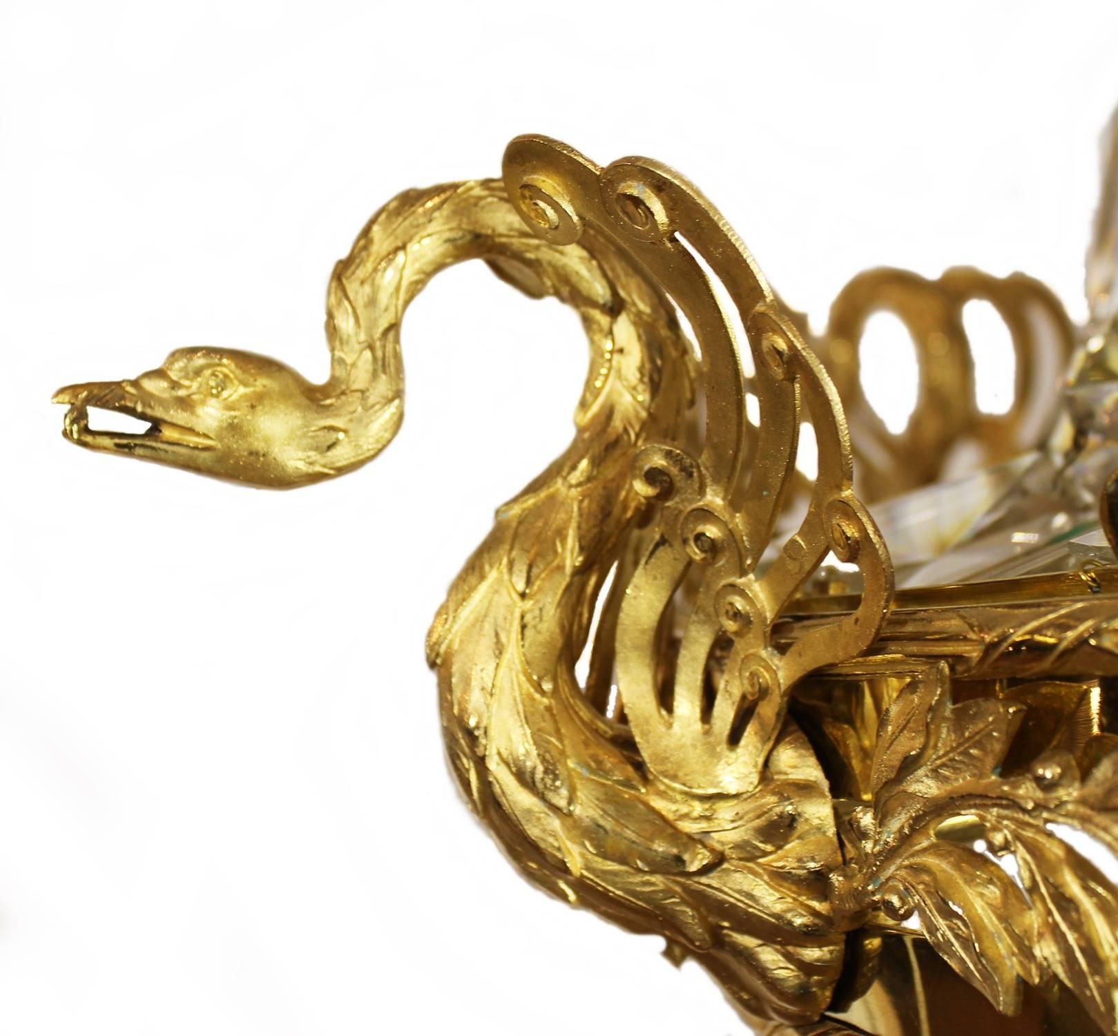Belle Époque 19th Century Chandelier with Swans For Sale