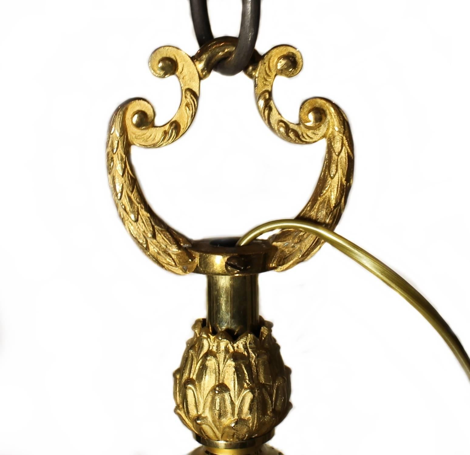 Bronze 19th Century Chandelier with Swans For Sale