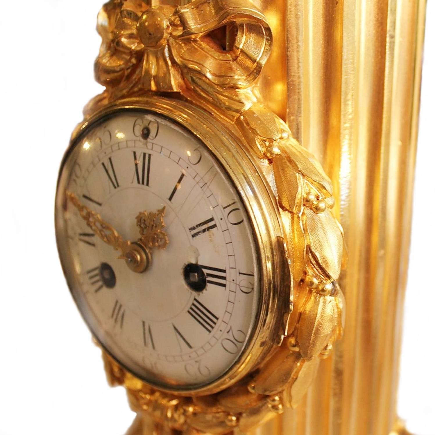 French Gilt Bronze Louis XVI Clock L. Case Signed Osmond For Sale