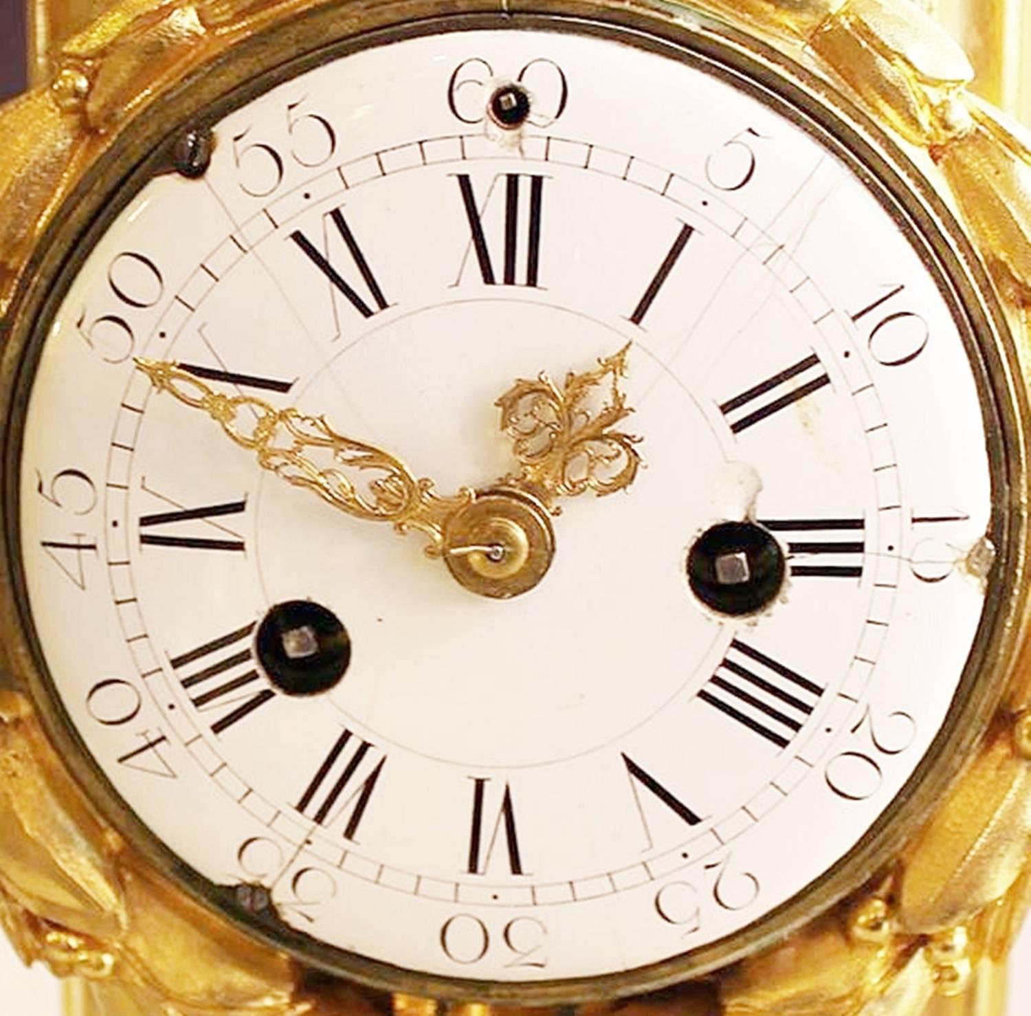 Gilt Bronze Louis XVI Clock L. Case Signed Osmond In Good Condition For Sale In Stockholm, SE