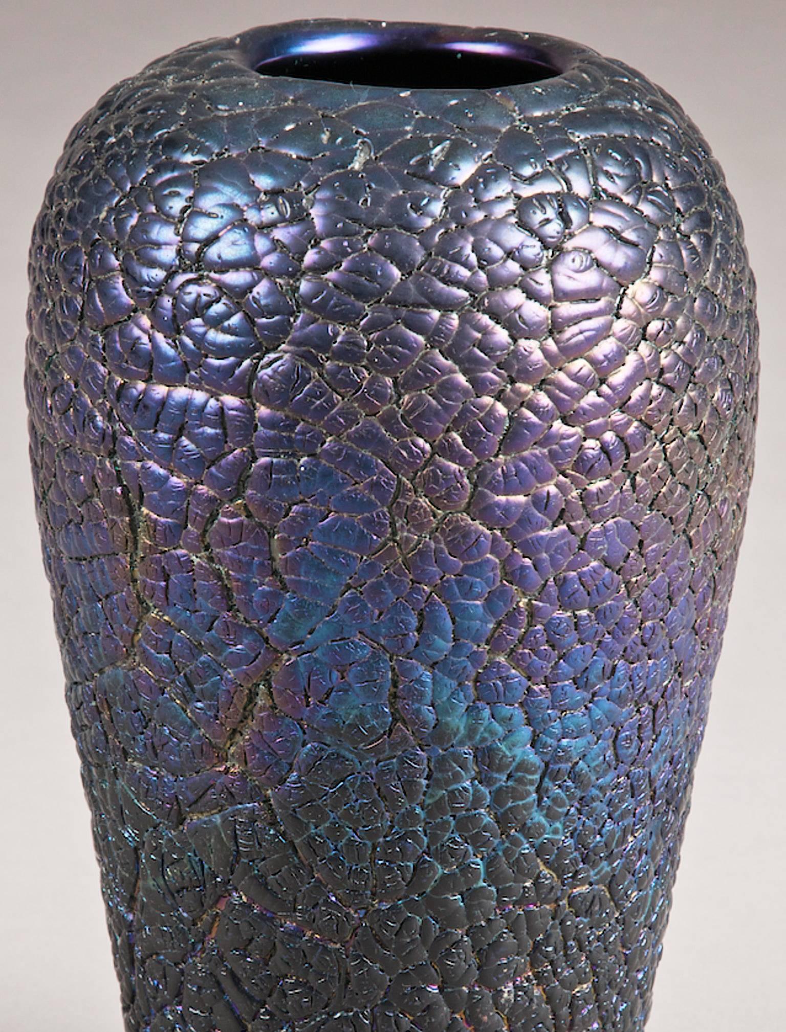 Late 19th century art glass vase by Thomas Webb, circa 1880-1890

This form of glass vase was created from Webb's experimentation with recreating ancient, archaeological find, Greco / Roman iridescent glass, that changed colour as light struck and