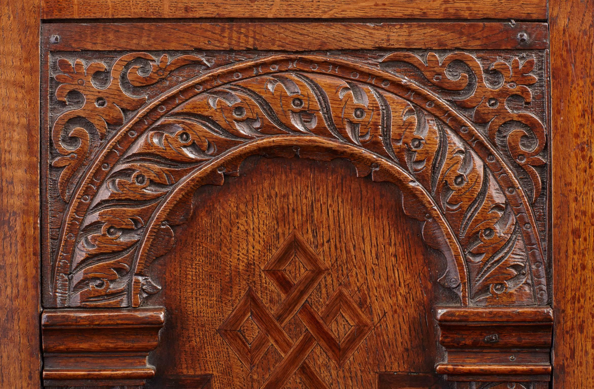 Elizabethan Oak and Inlaid Court Cupboard For Sale 3