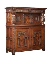 Elizabethan Oak and Inlaid Court Cupboard