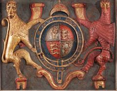 Elizabethan Polychrome Oak Royal Coat of Arms, English, Tudor, circa 1560-1580