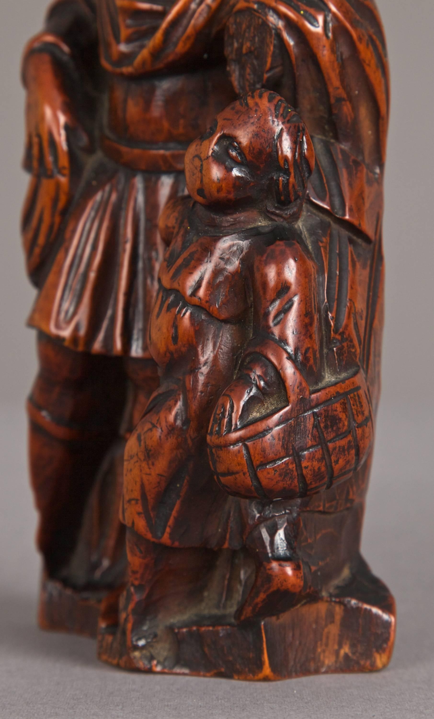 Carved Boxwood Carving of St Joseph, Late 16th Century, Flemish, Antwerp For Sale