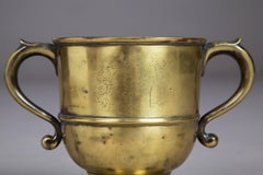 Brass 18th Century Loving Cup, With Coat of Arms of the Westons of Sutton Place