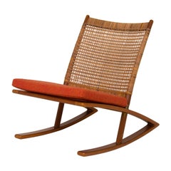 1950s Fredrik Kayser Rocking Chair in Afromosia and Cane
