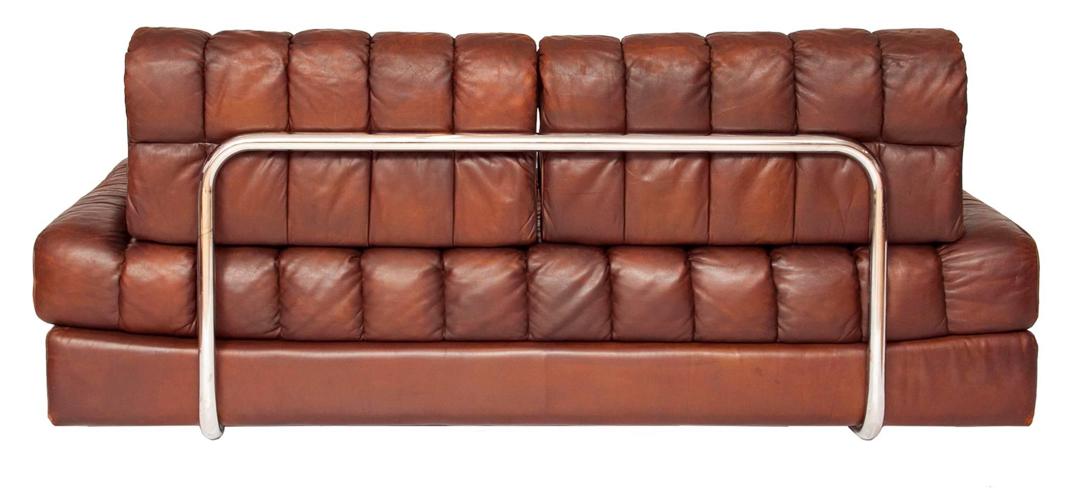 Brown Leather De Sede DS85 Sofa Bed or Daybed (Moderne der Mitte des Jahrhunderts)