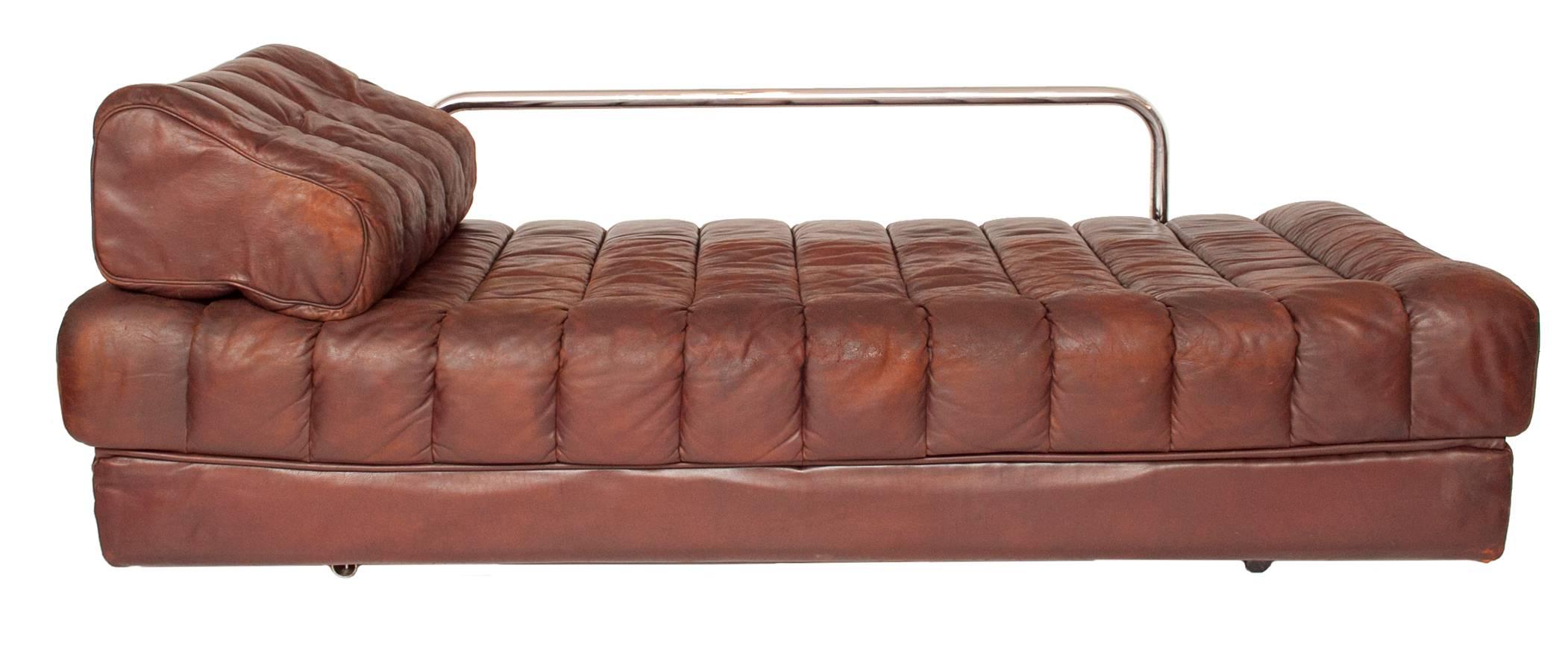 Brown Leather De Sede DS85 Sofa Bed or Daybed (Schweizerisch)
