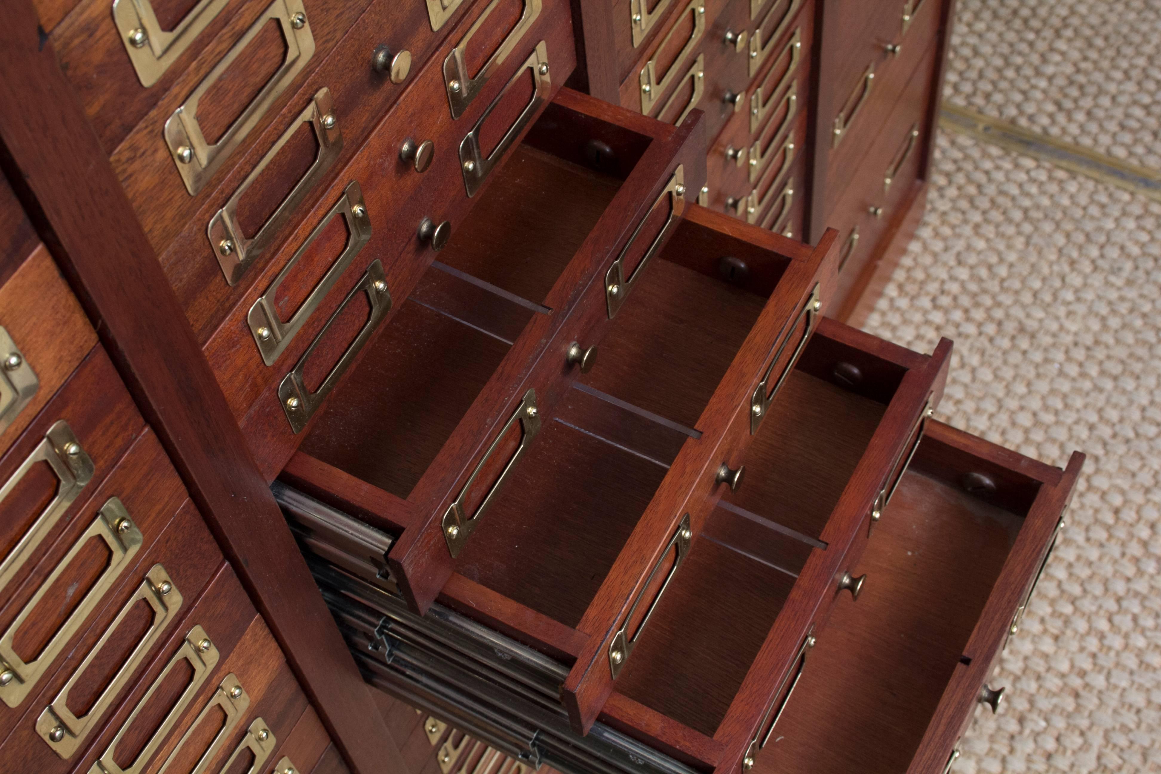 Edwardian Mahogany Bank of 166 Collectors Drawers