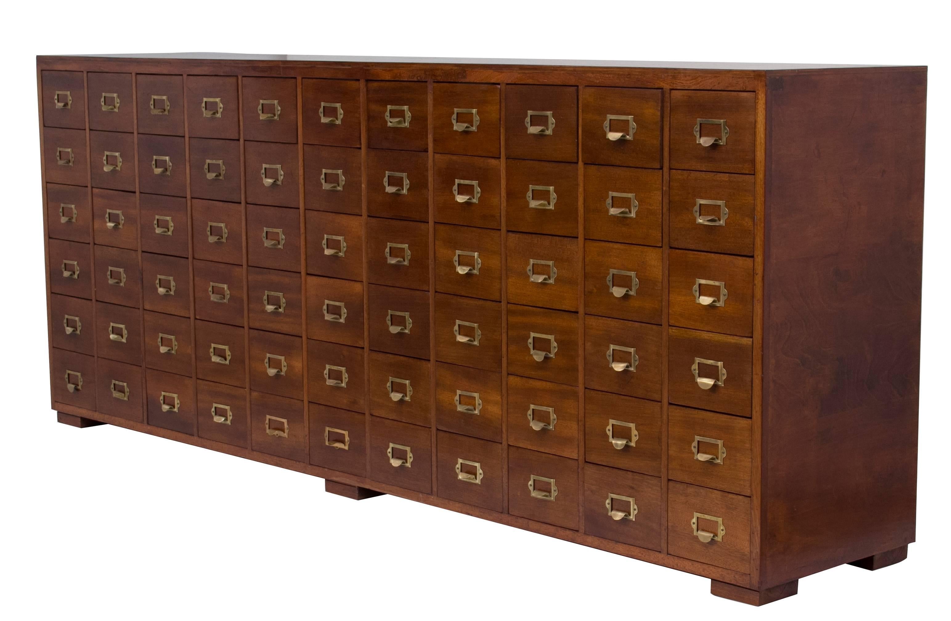 Mahogany bank of drawers with ply sides and top French polished to match the rest of cabinet, new block feet added as they were originally fitted units.
The price is for one but two identical are available.