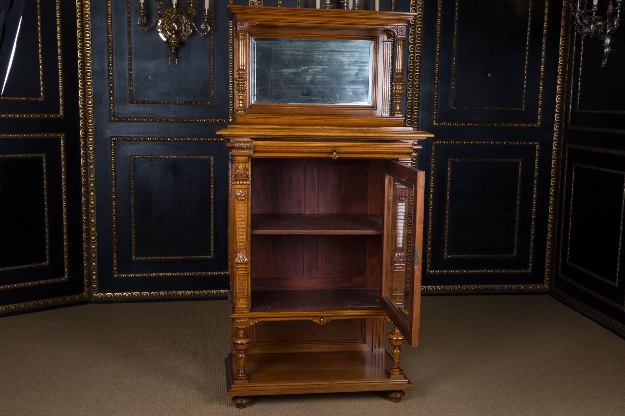 19th Century Gruenderzeit Cabinet Vertiko with Essay, Walnut Wood 1