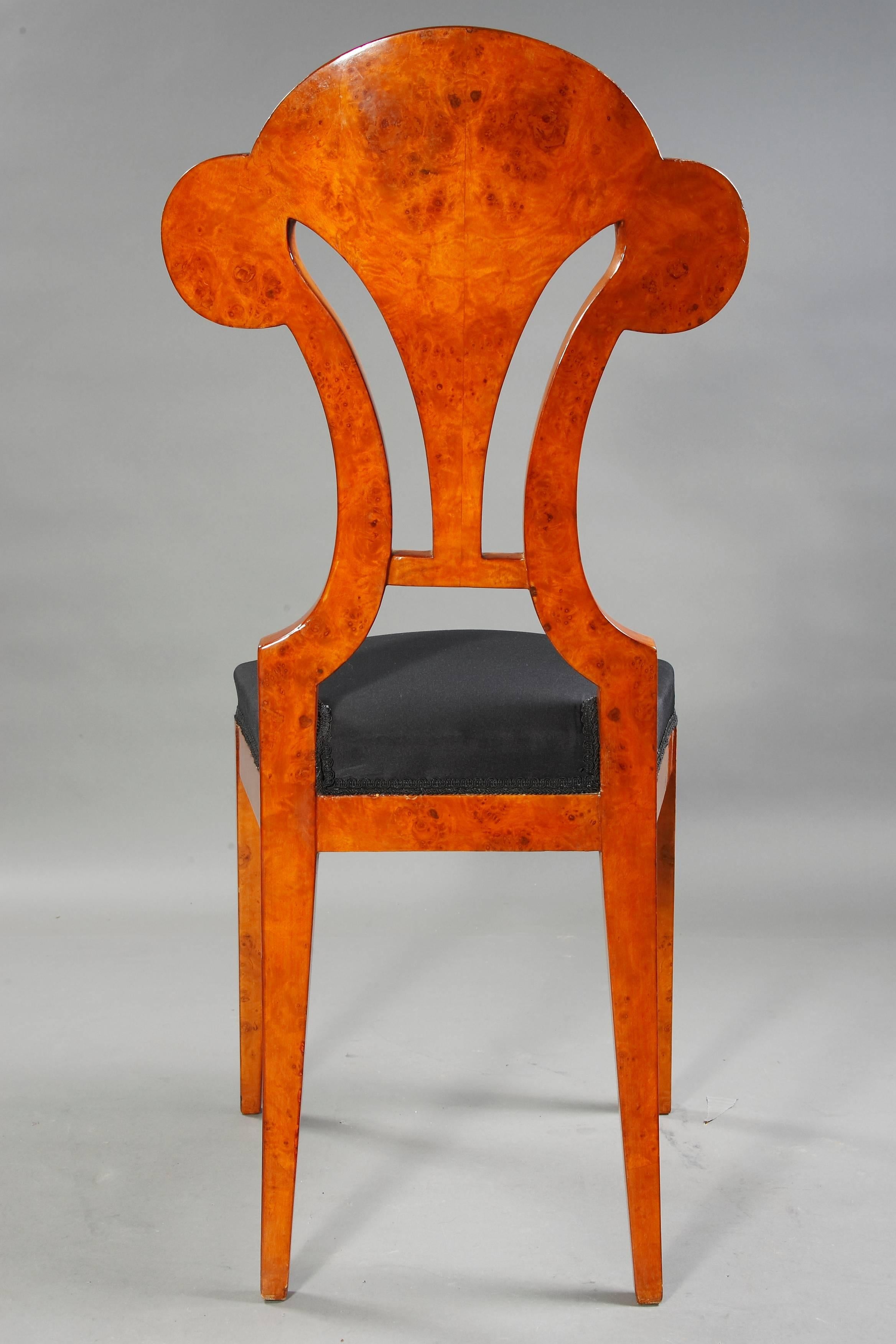 20th Century High Quality Viennese Chair in Biedermeier Style Maple Root Veneer 3