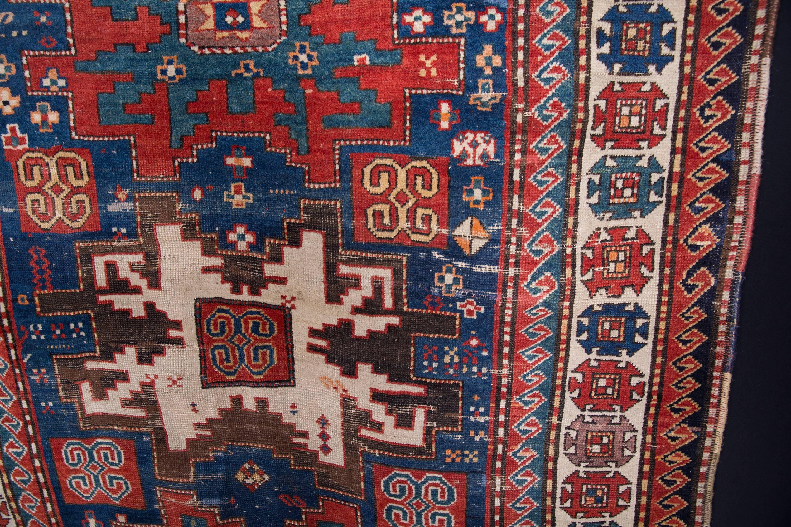 Antique Caucasian Kazak Lesghi Rug 150 cm x 205 cm, circa 1880 3