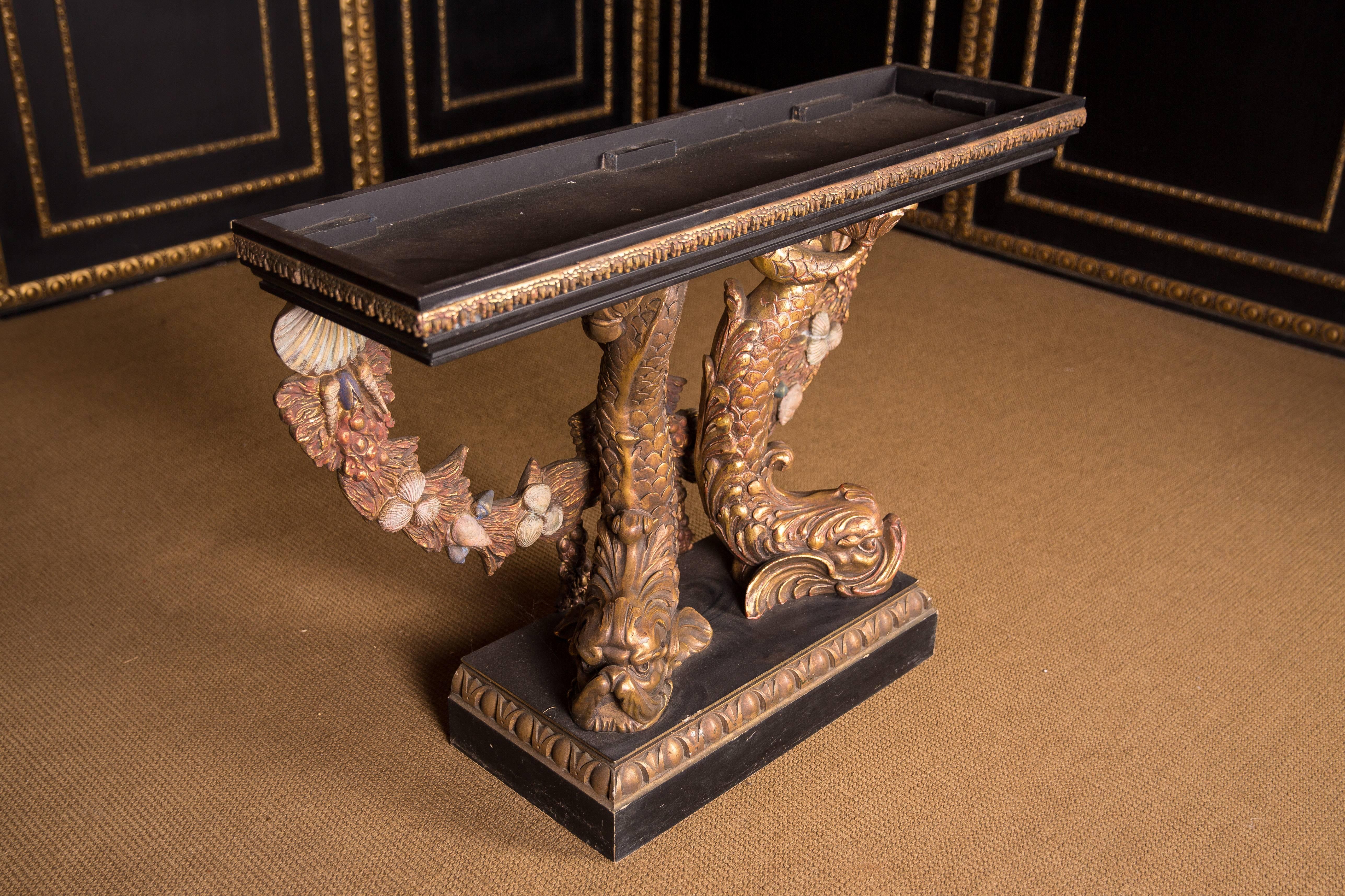 Highly Detailed Stately Console Table with Dolphins in Empire Style 2