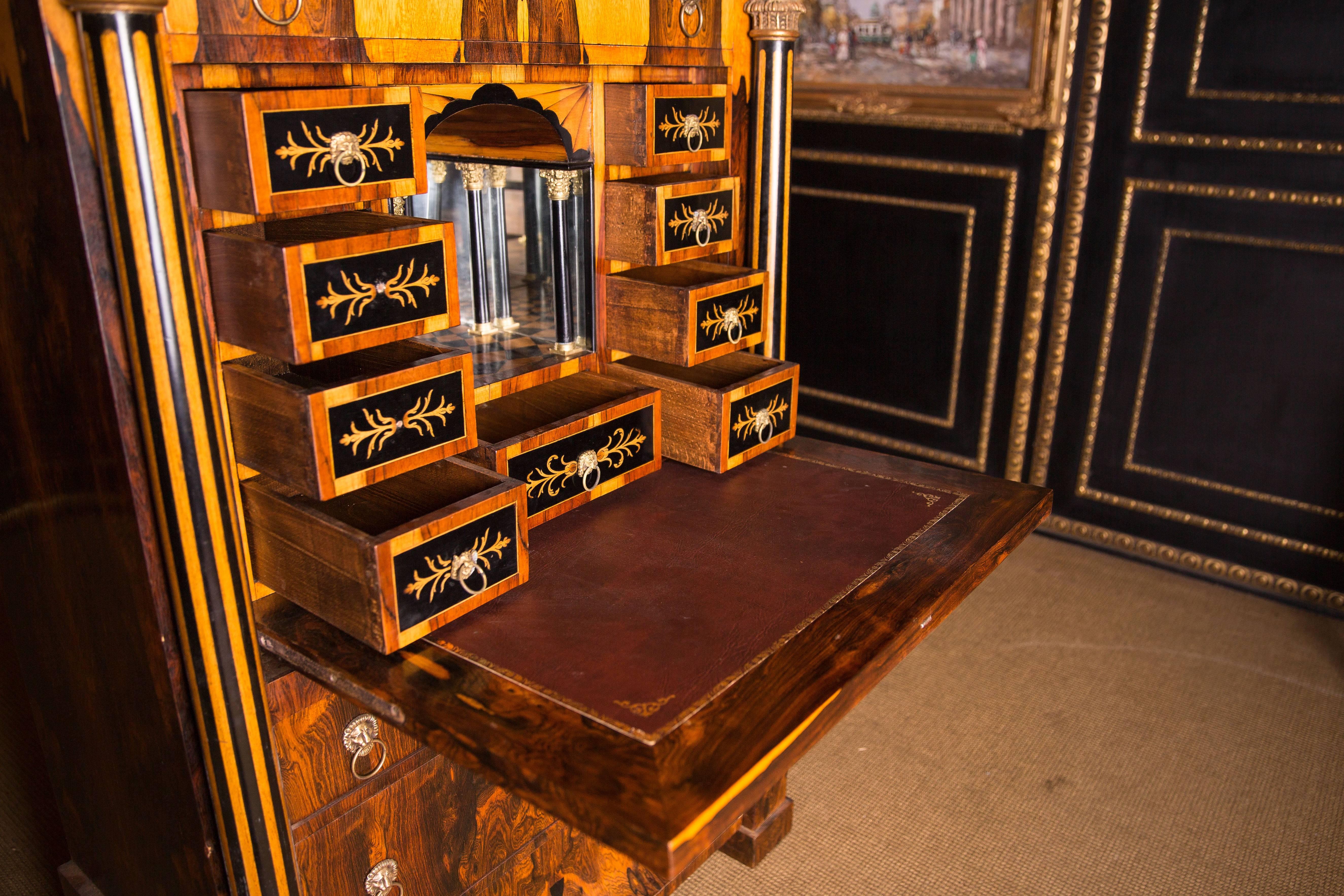 20th Century Magnificent Exotic Secretaire in the Biedermeier Style Palisander