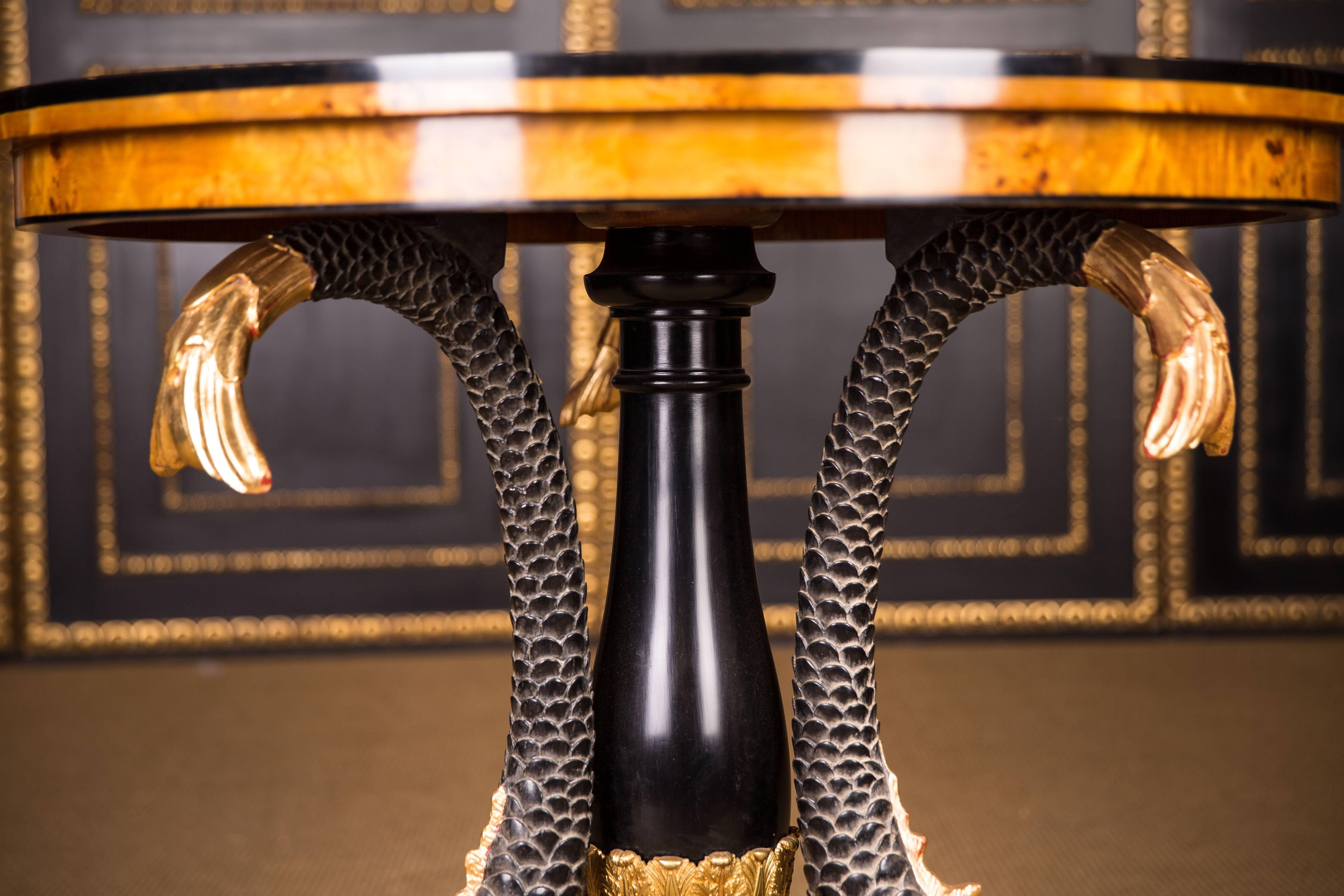 19th Century Majestic Table with Dolphins in the Empire Style