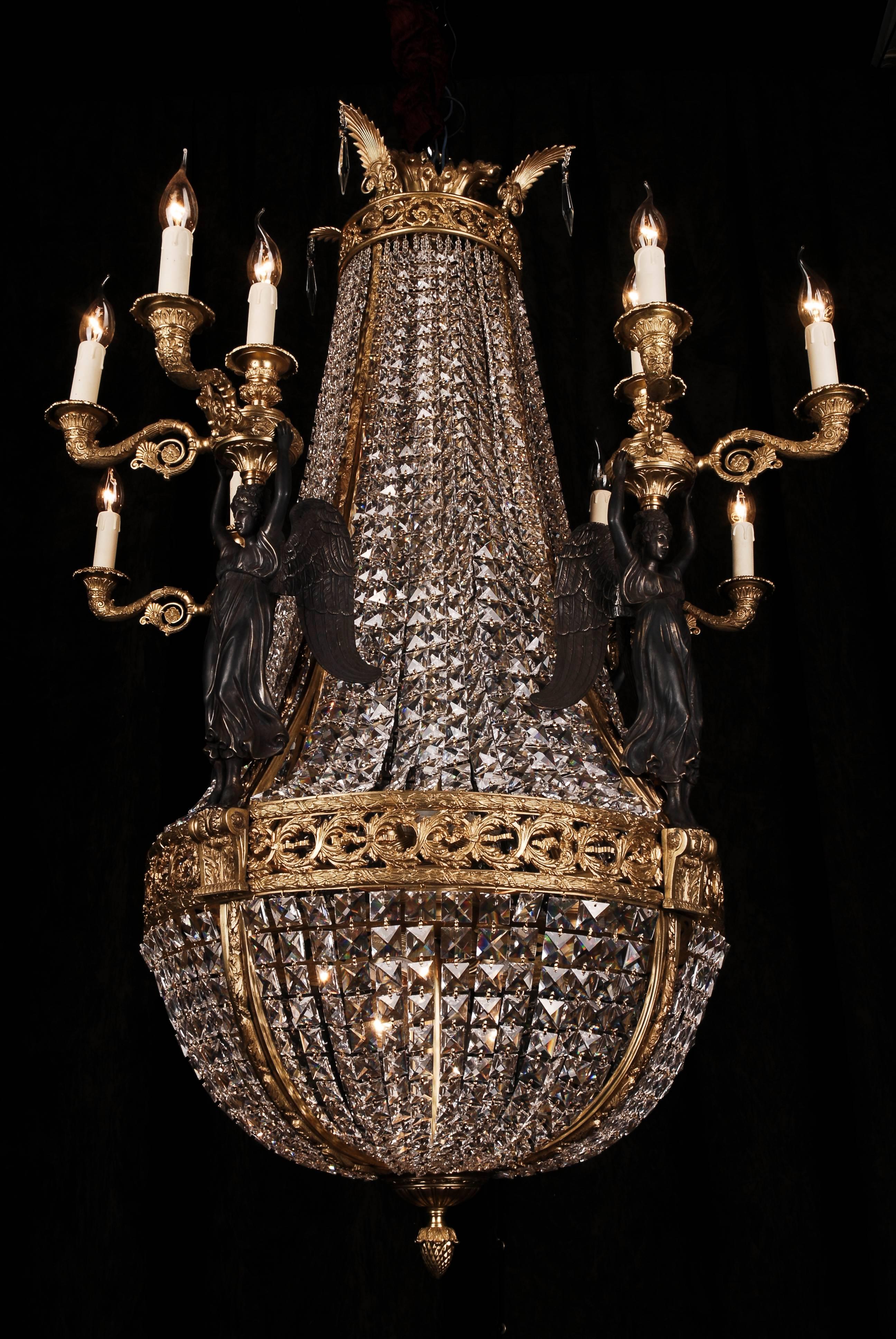 Empire Representative Bronze Chandelier with Crystal, Pierre Philippe-Thomire