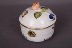 Beautiful Herend Mokka Service Porcelain with Flowers and Fruit Painting