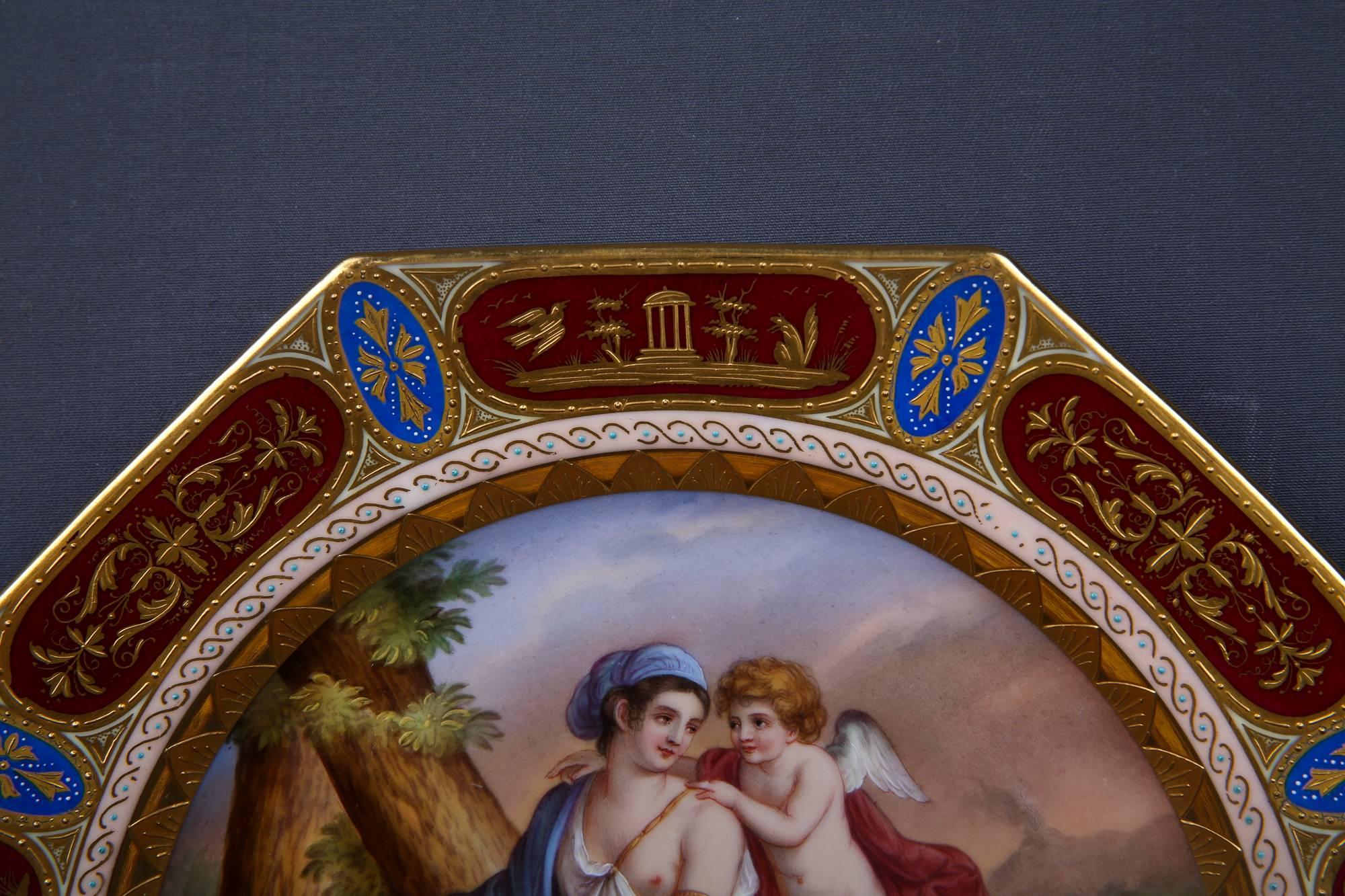 Other Beautiful Antique Viennese Porcelain Plate with a Lot of Gold Painting