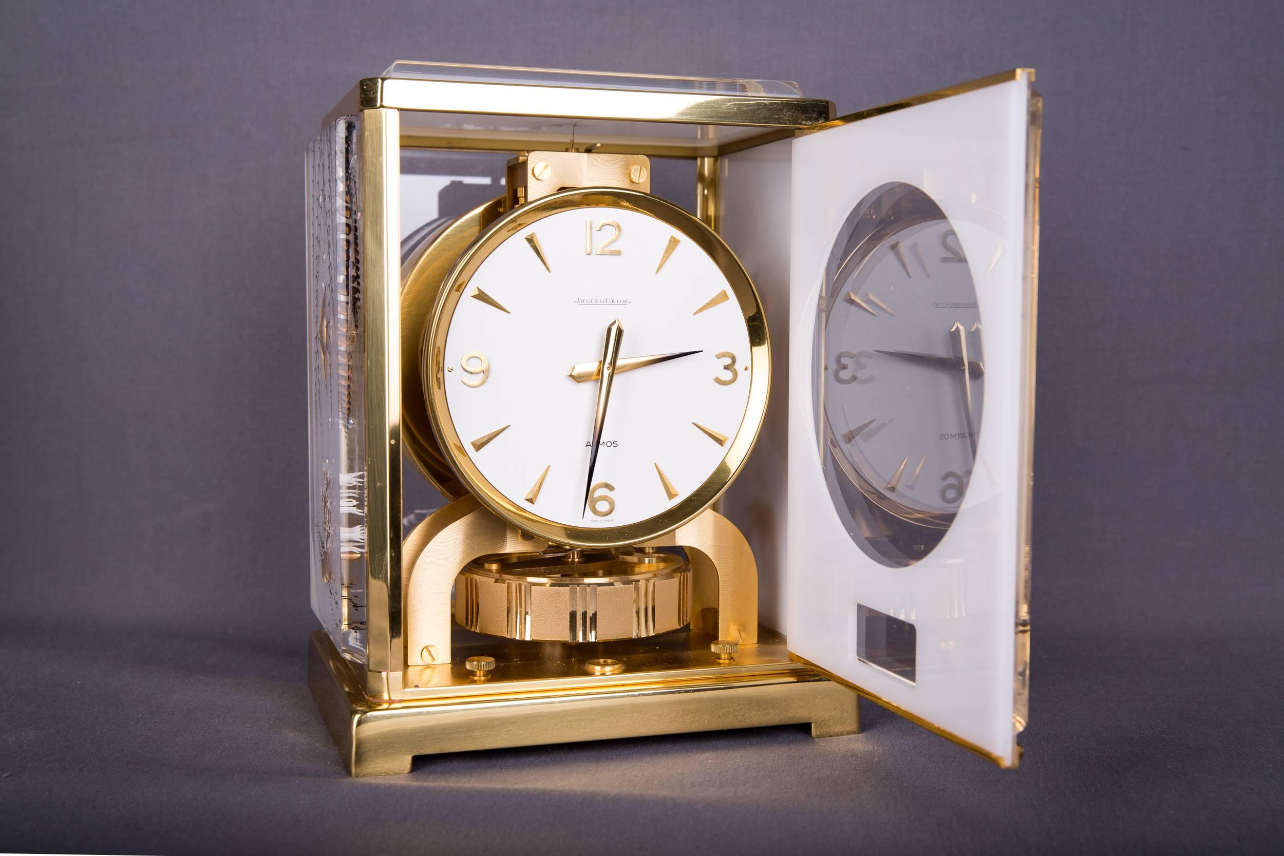 Swiss Rare Atmos Clock Jaeger Lecoultre Aquarium, Marina with Box