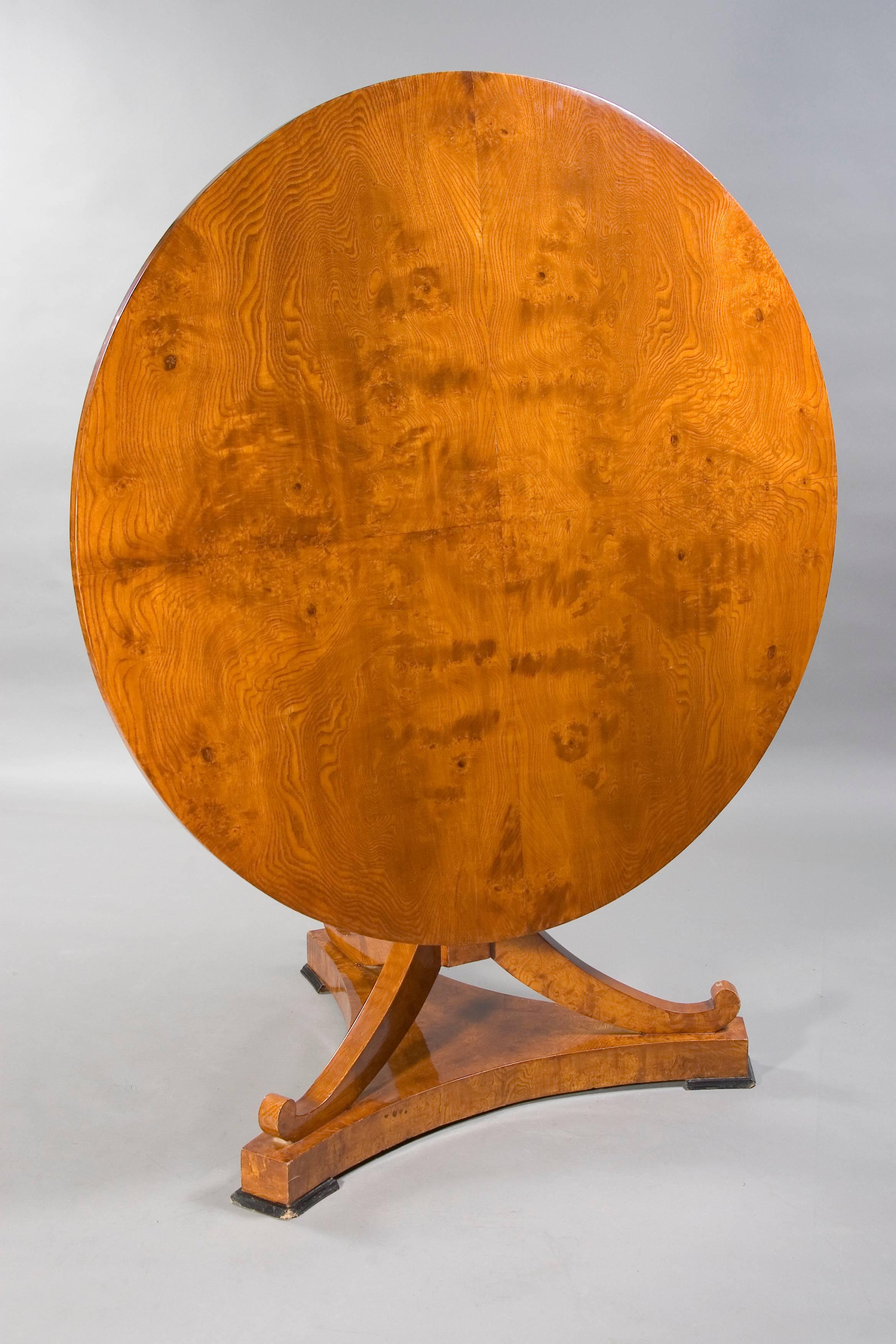 19th Century Round Folding Table in the Biedermeier Style