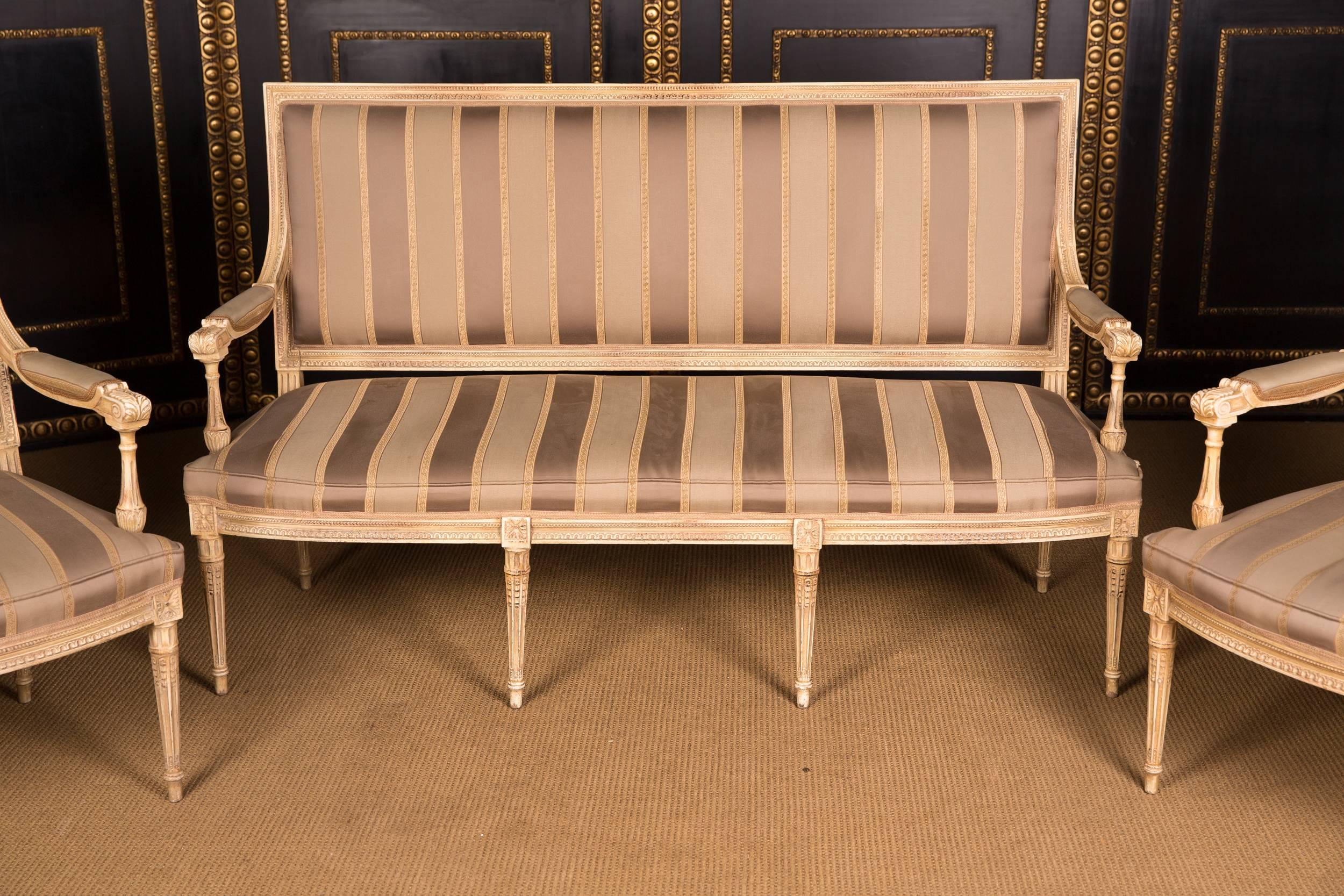Louis XVI High Quality Seating Furniture Suite and Two Armchairs in the Louis Seize Style