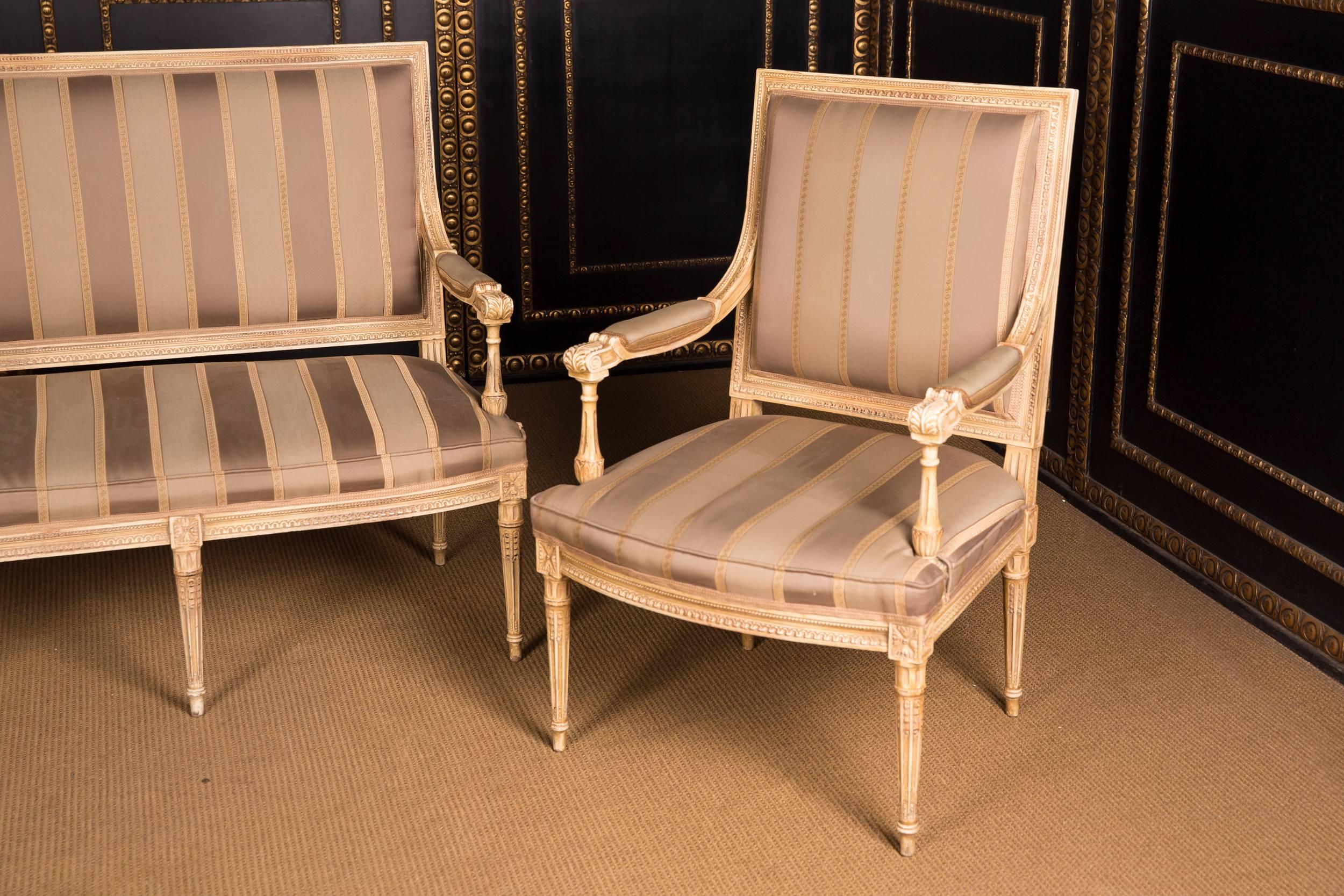 French High Quality Seating Furniture Suite and Two Armchairs in the Louis Seize Style