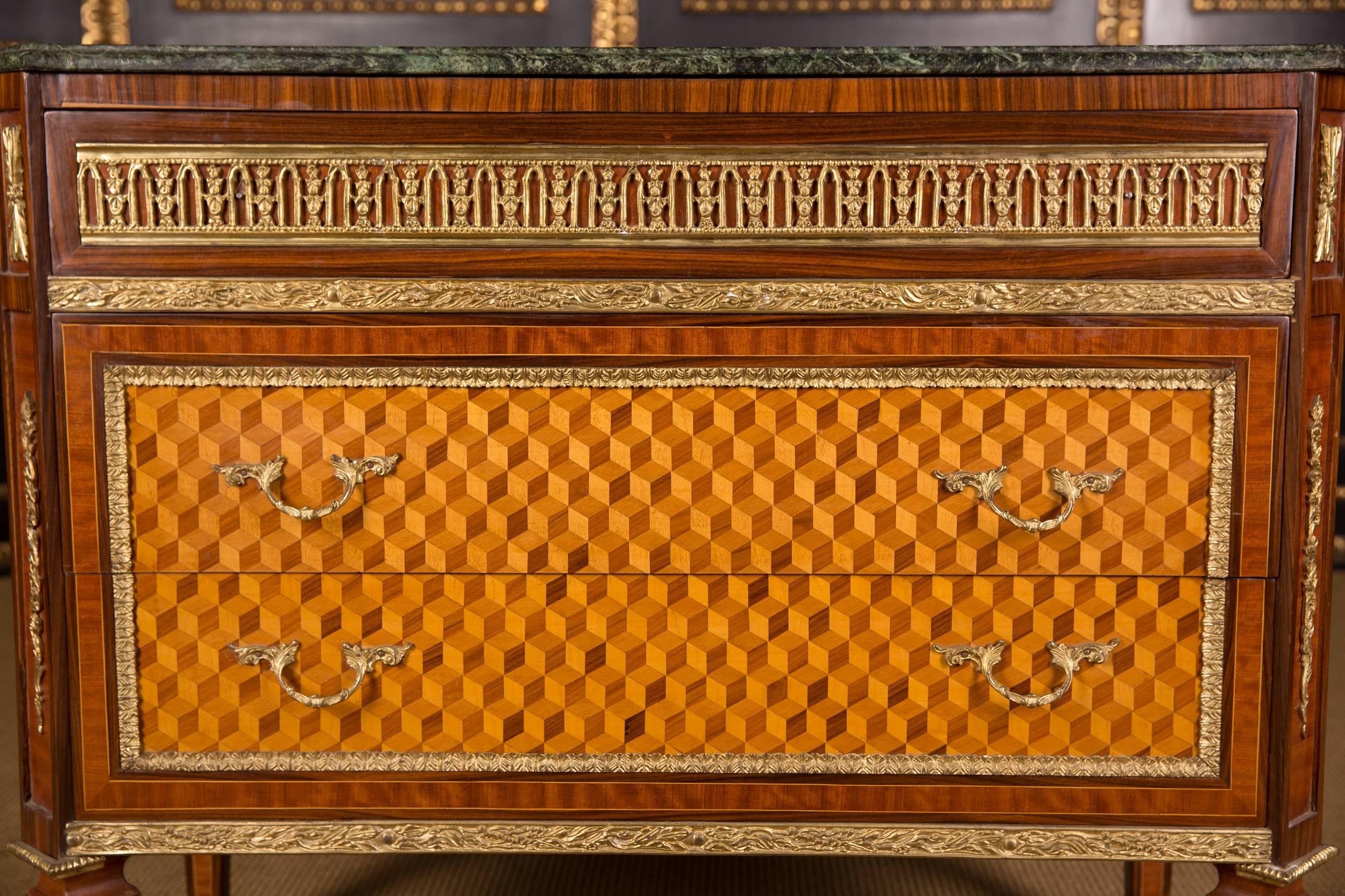 18th Century and Earlier Beautiful Elegant Chest of Drawers with Marble Top in Louis Seize Style