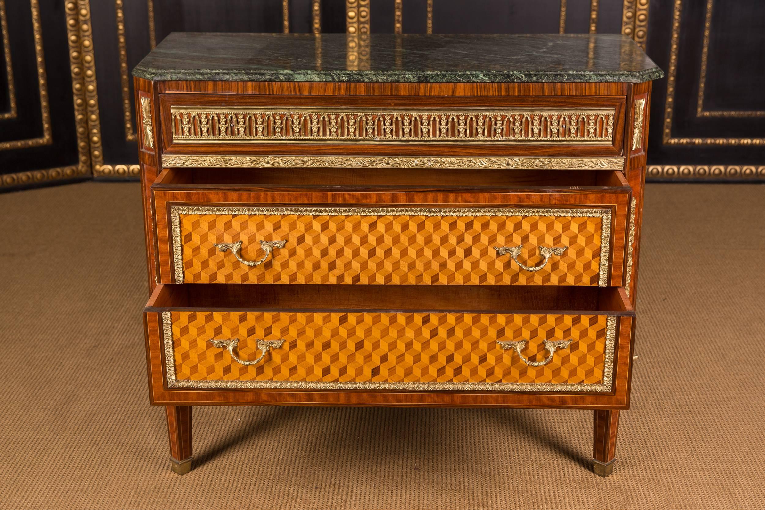 Louis XVI Beautiful Elegant Chest of Drawers with Marble Top in Louis Seize Style