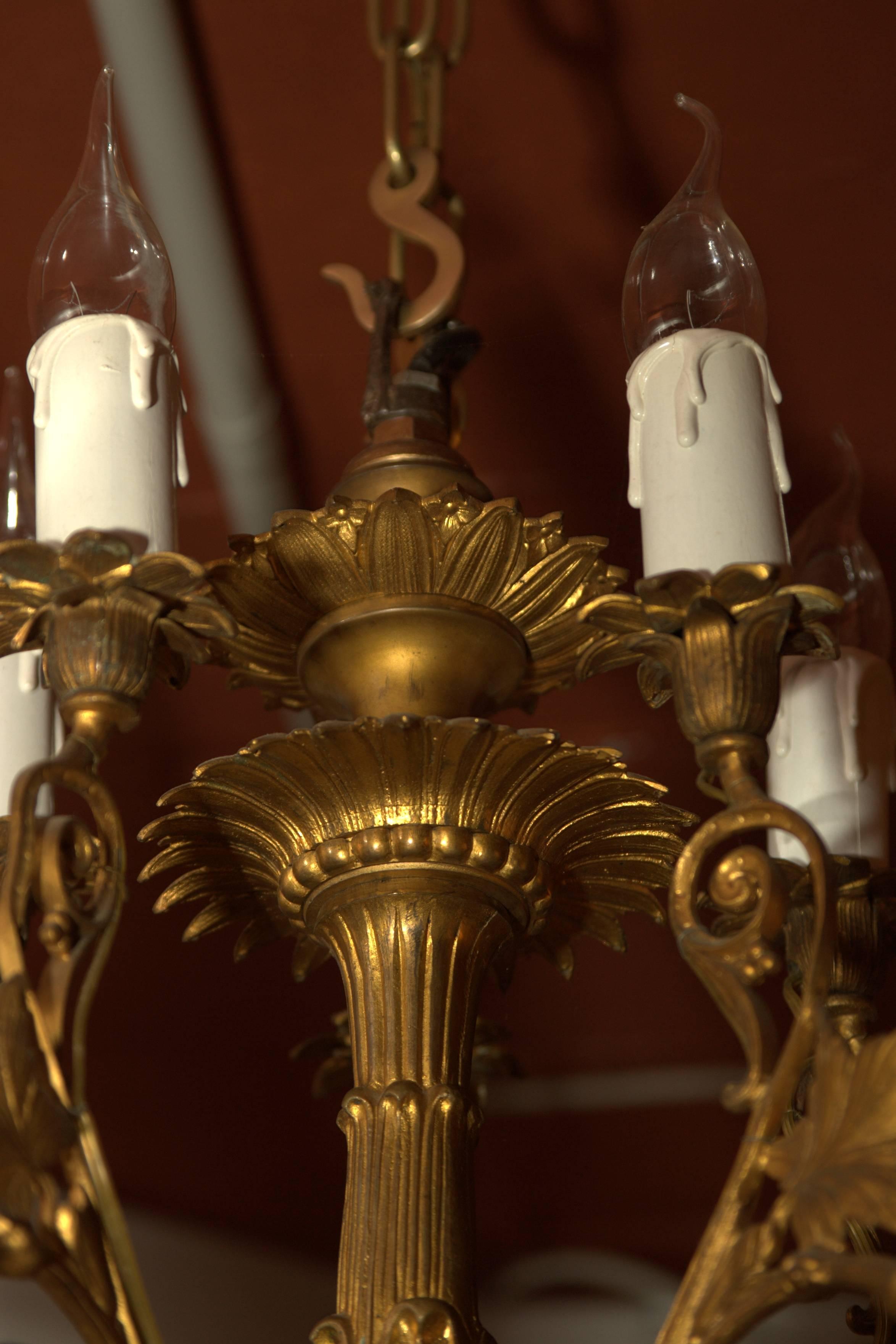 German 19th Century, Antique Classicist Ceiling Lamp Chandelier in the Empire Style