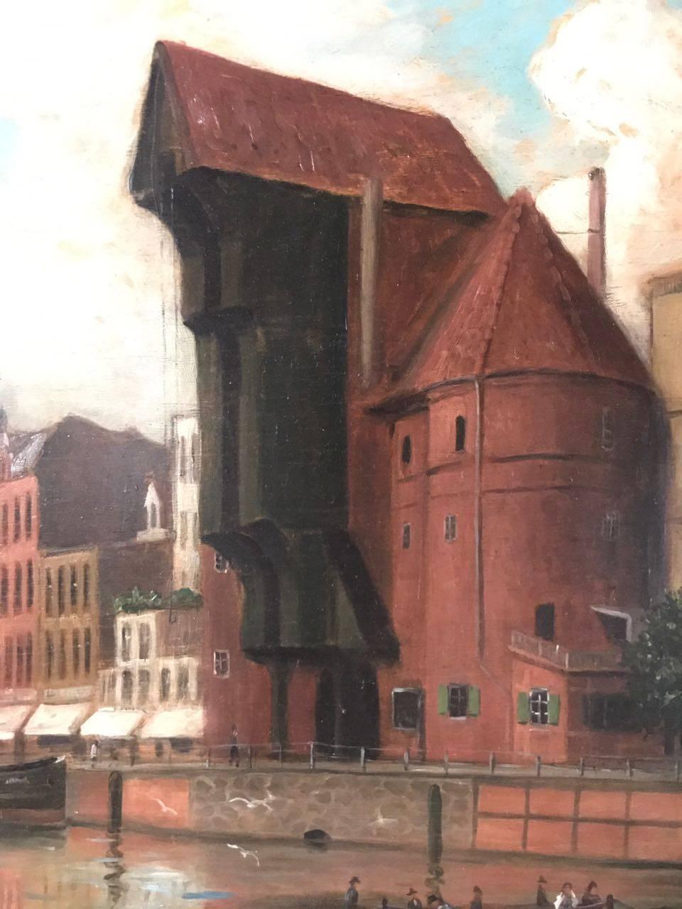 German Polish Painter A. Pantopski, View of Danzig For Sale