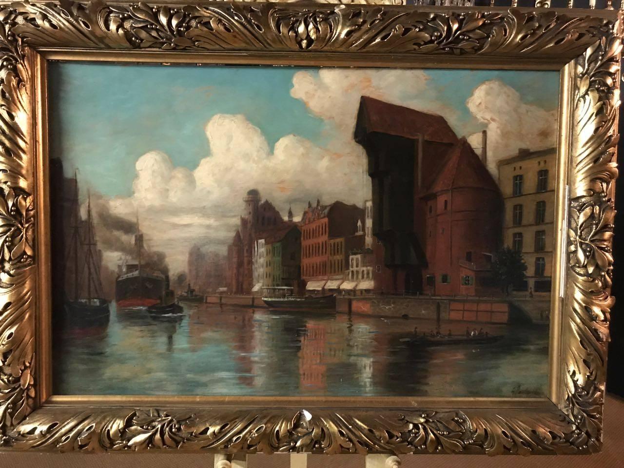 Oil Painting, fine Painting of the City Danzig in Poland 

Frame gilded.


Dimensions with frame:
Width: 108 cm
Height: 78 cm

Dimensions without frame.

Width: 86 cm
Height: 56 cm.